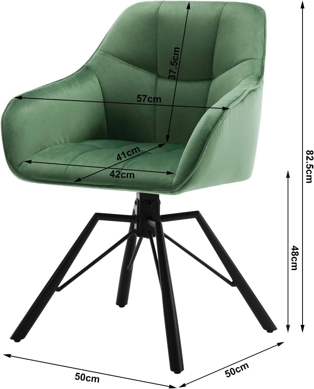 Woltu Polsterstuhl (6 St), drehbar Esszimmerstuhl mit Armlehnen Rückenlehne