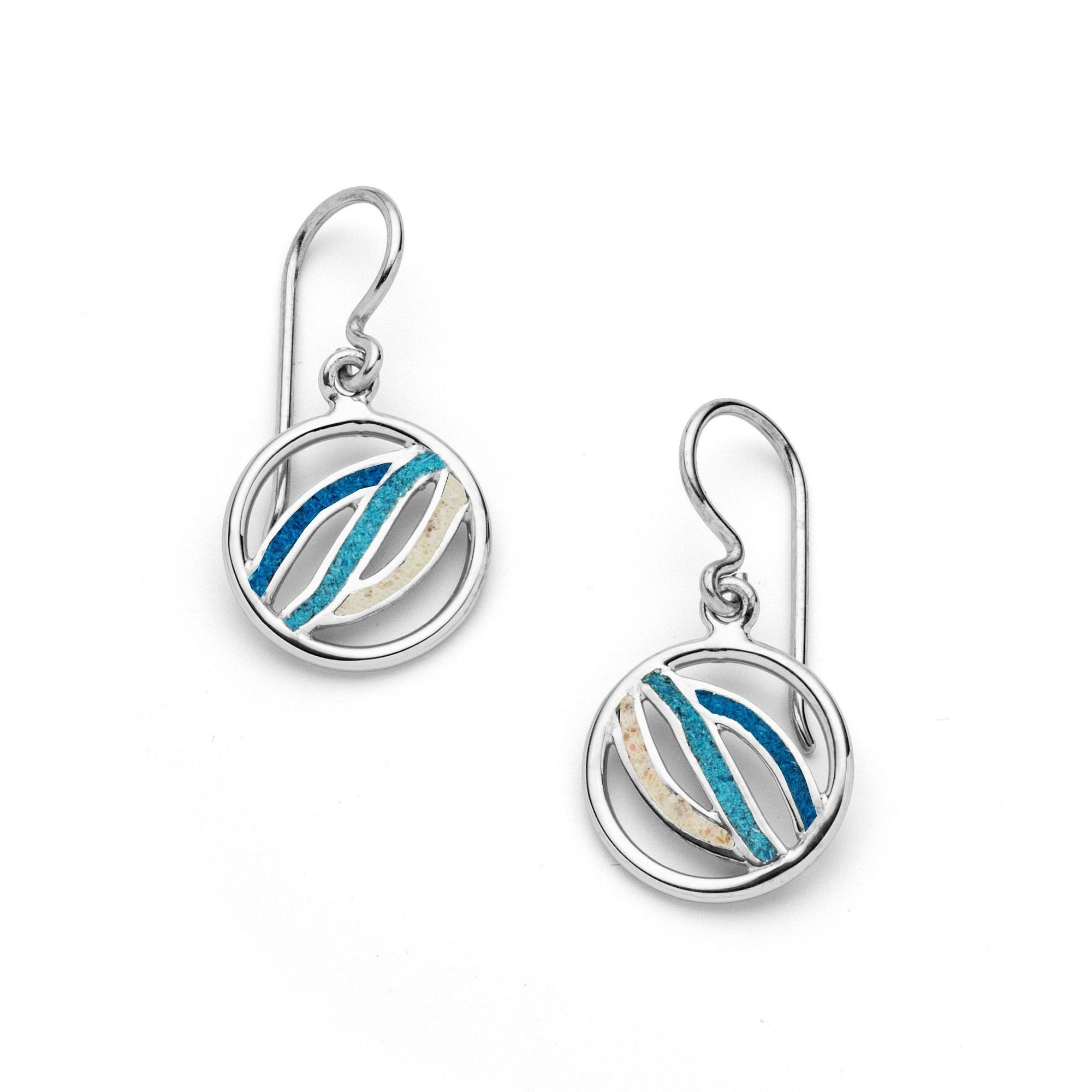 DUR Paar Ohrhaken Ohrhänger O5782 Ocean Stream 925 Silber Strandsand Kyanit 15 mm