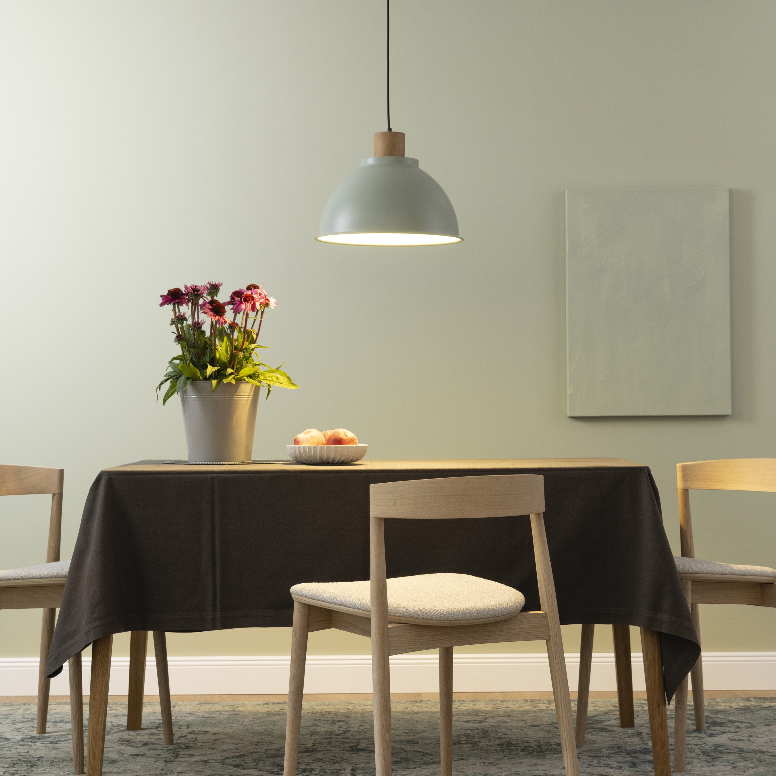 Lightbox Pendelleuchte, ohne Leuchtmittel, Hängelampe, kürzbar, 120 cm Höhe, Ø 38 cm, E27, max. 60 W, hellgrün