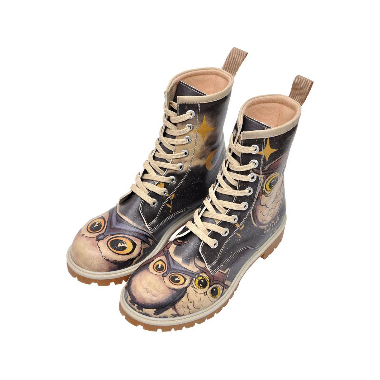 DOGO Long Boots Schnürstiefel Owls Family Damen Stiefeletten, Longe Schnürb günstig online kaufen