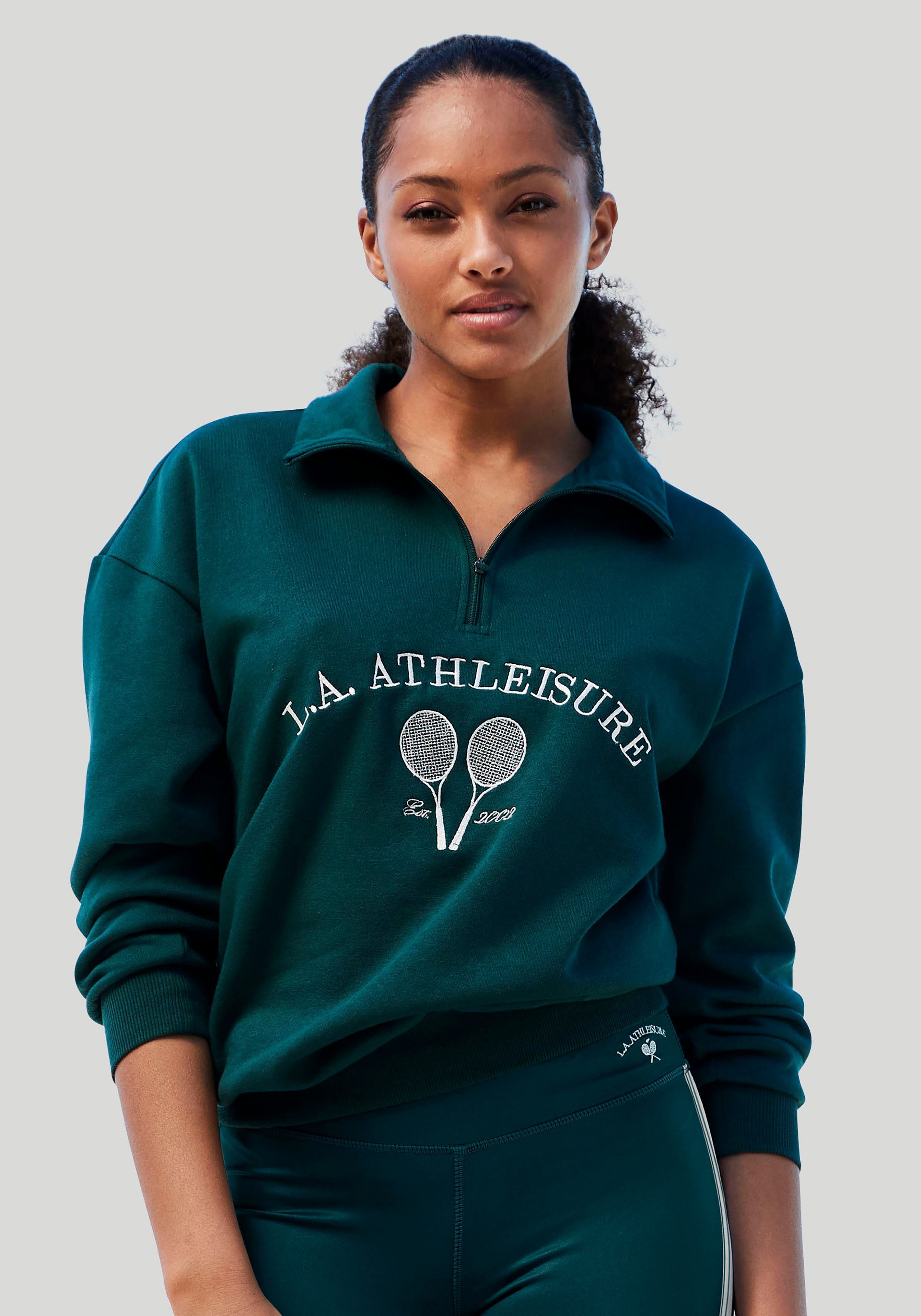 Grün Reißverschluss Tennis Stehkragen mit Sweatshirt LASCANA ACTIVE und