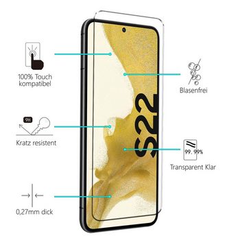 CoolGadget Schutzfolie Panzerfolie für Samsung Galaxy S22, (Spar-Set 4in1, 2x Displayschutz, 2x Kameraschutz), Panzerglas Schutzfolie für Samsung Galaxy S22 Folie