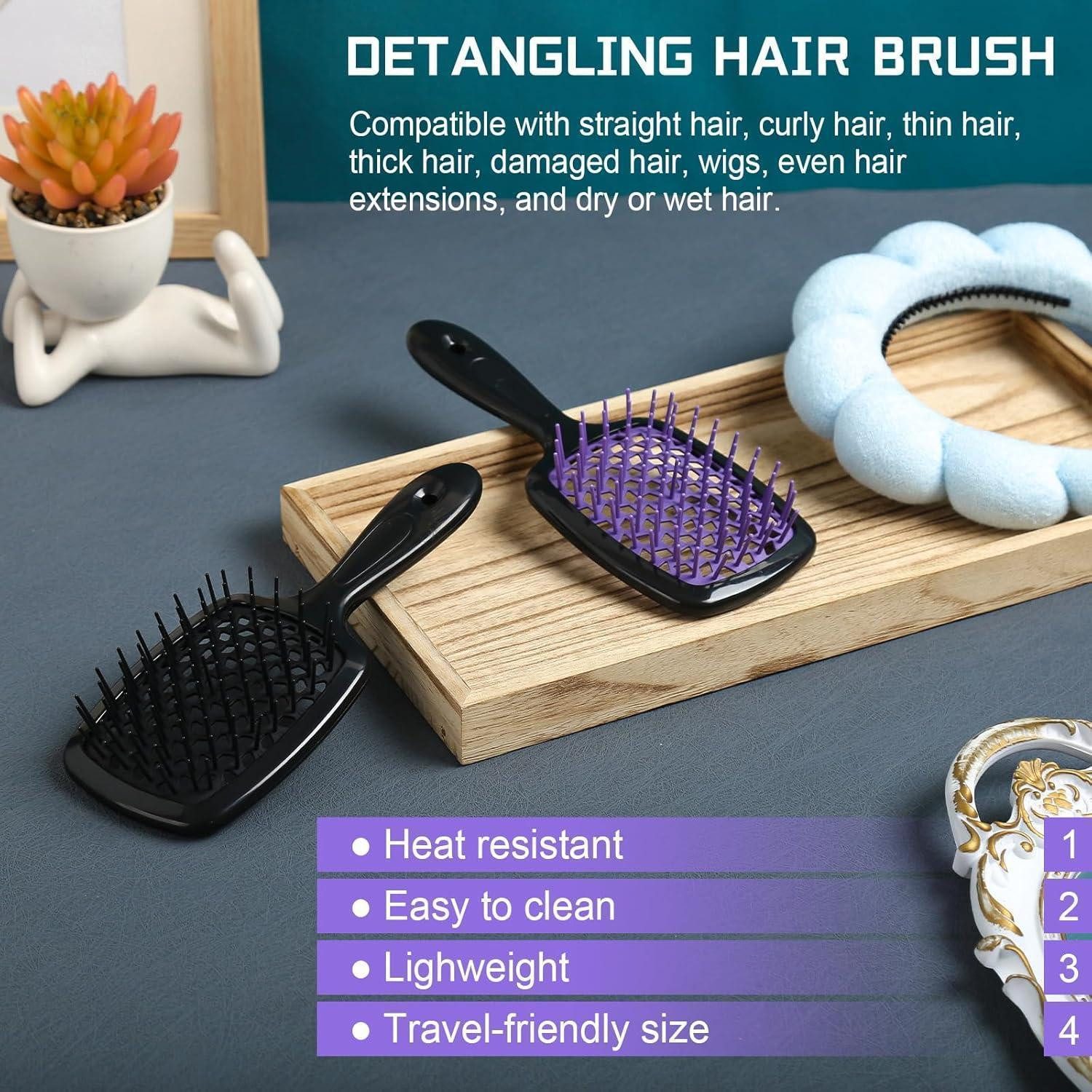 LuxusKollektion Haarbürste 2er Pack Haarbürsten Naturhaar Entwirrbürsten für Lockiges Haar