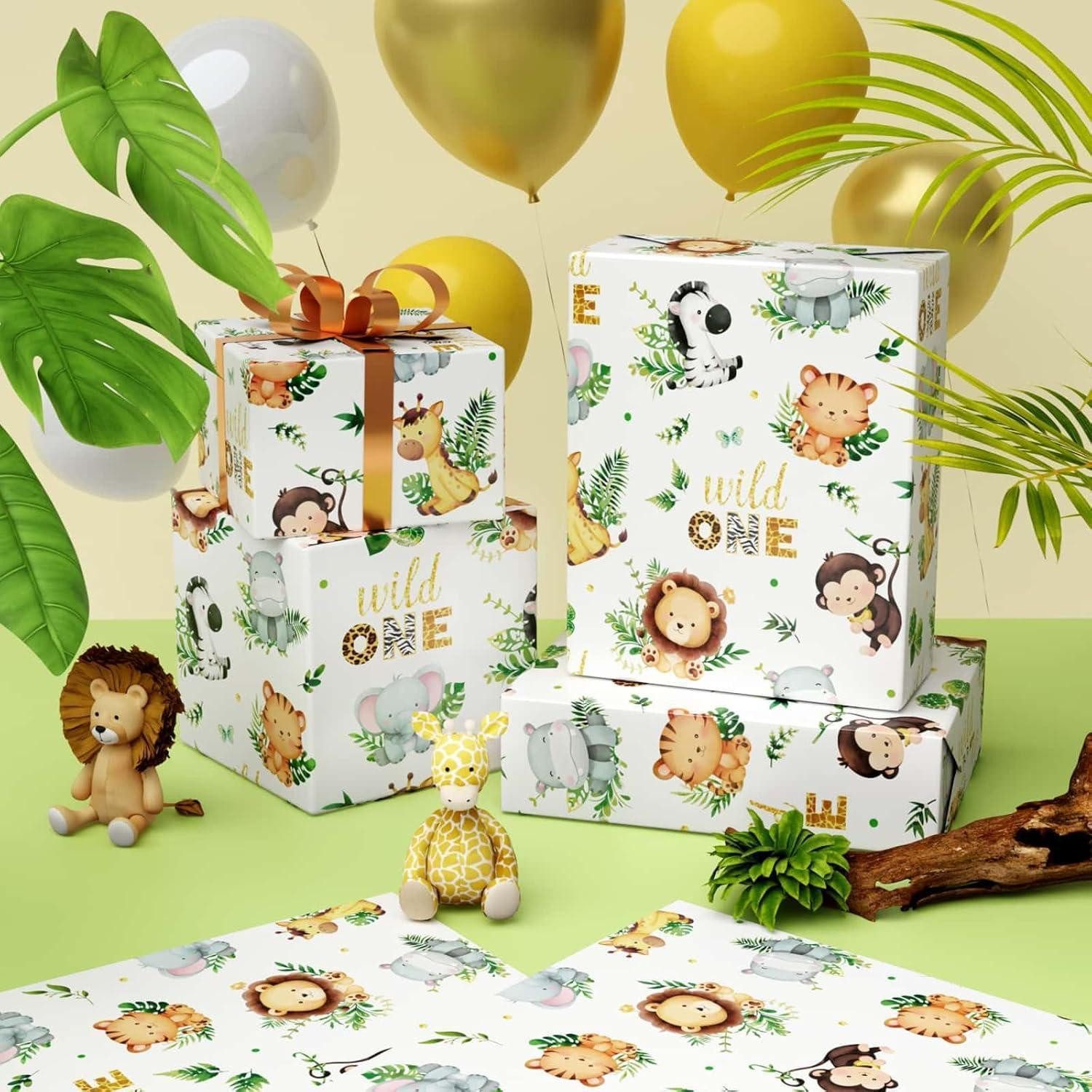 LuxusKollektion Geschenkpapier Geschenkpapier 6 Bögen 50x70 cm Tier Wald Geburtstag Baby Prärietiere