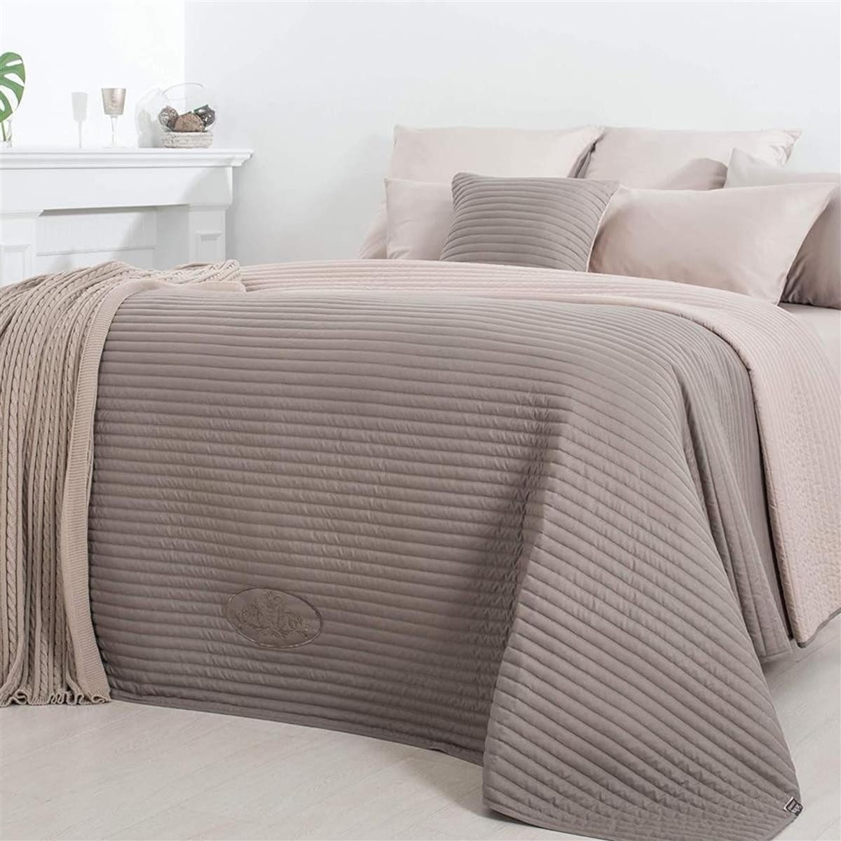 Bettüberwurf Wende-Tagesdecke Royal 240x220 cm Taupe-Beige