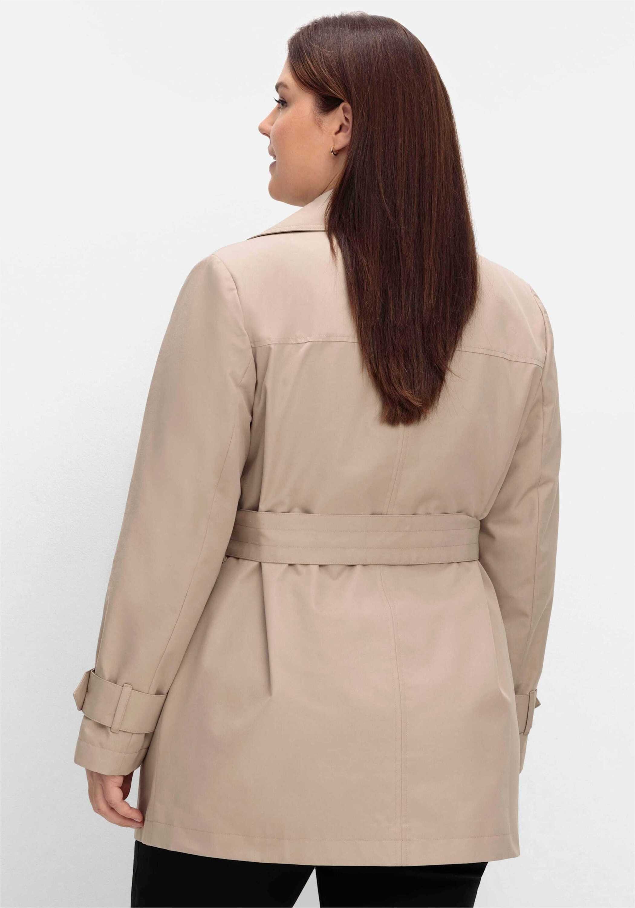 Sheego Allwetterjacke Trenchcoat Langarm mit Gürtel, wasserabweisende Quali günstig online kaufen