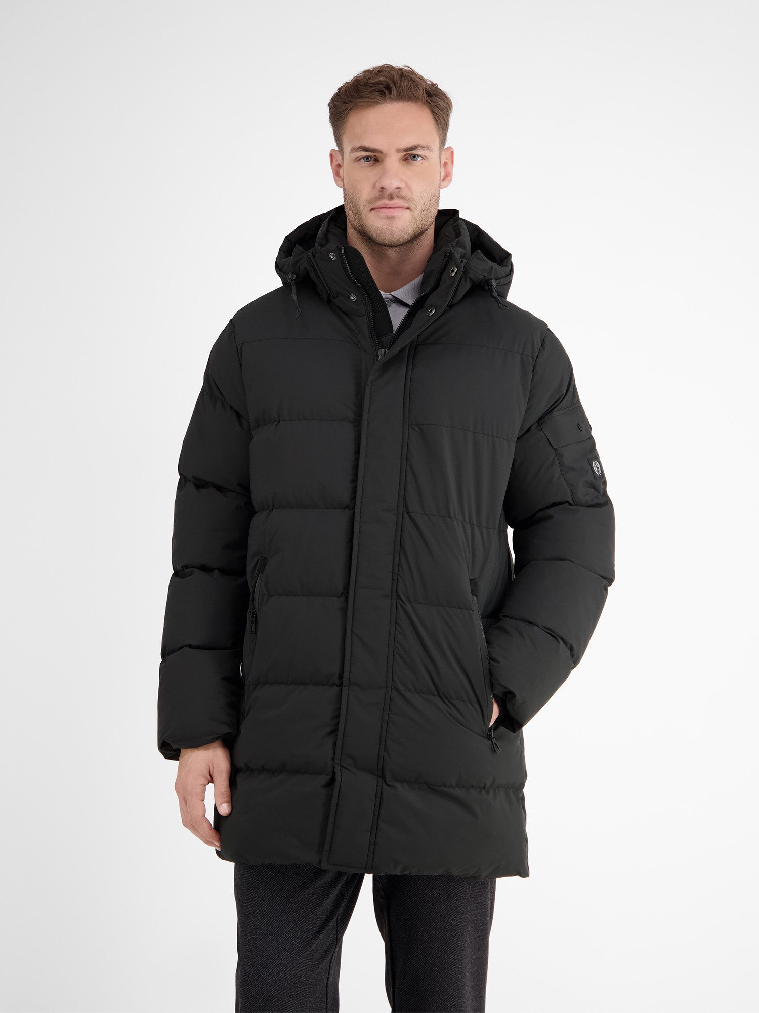 LERROS Winterjacke Warm gefütterter Steppmantel mit abnehmbarer Kapuze