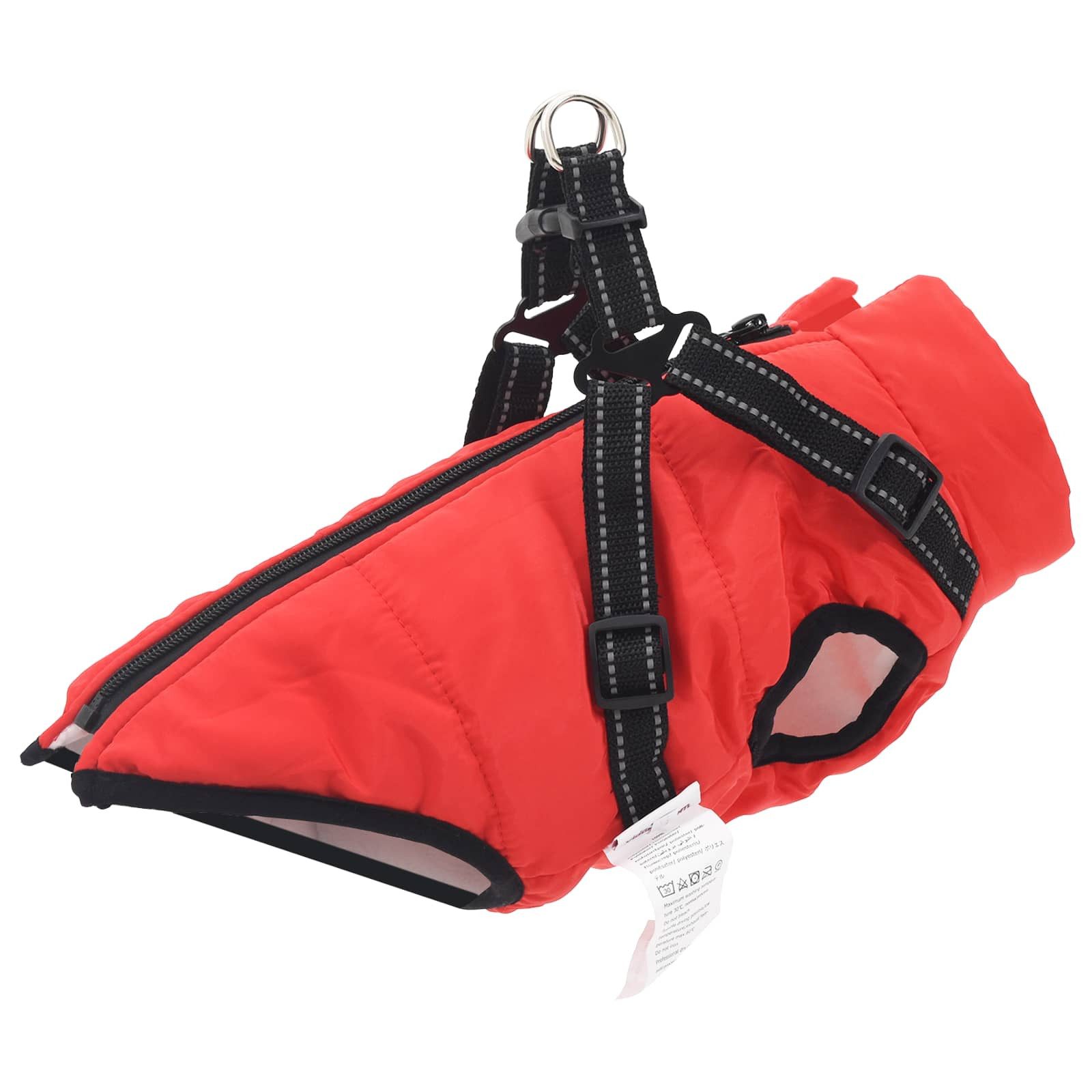 vidaXL Hundemantel, Hundemantel mit Geschirr Rot M Fleece und Polyester