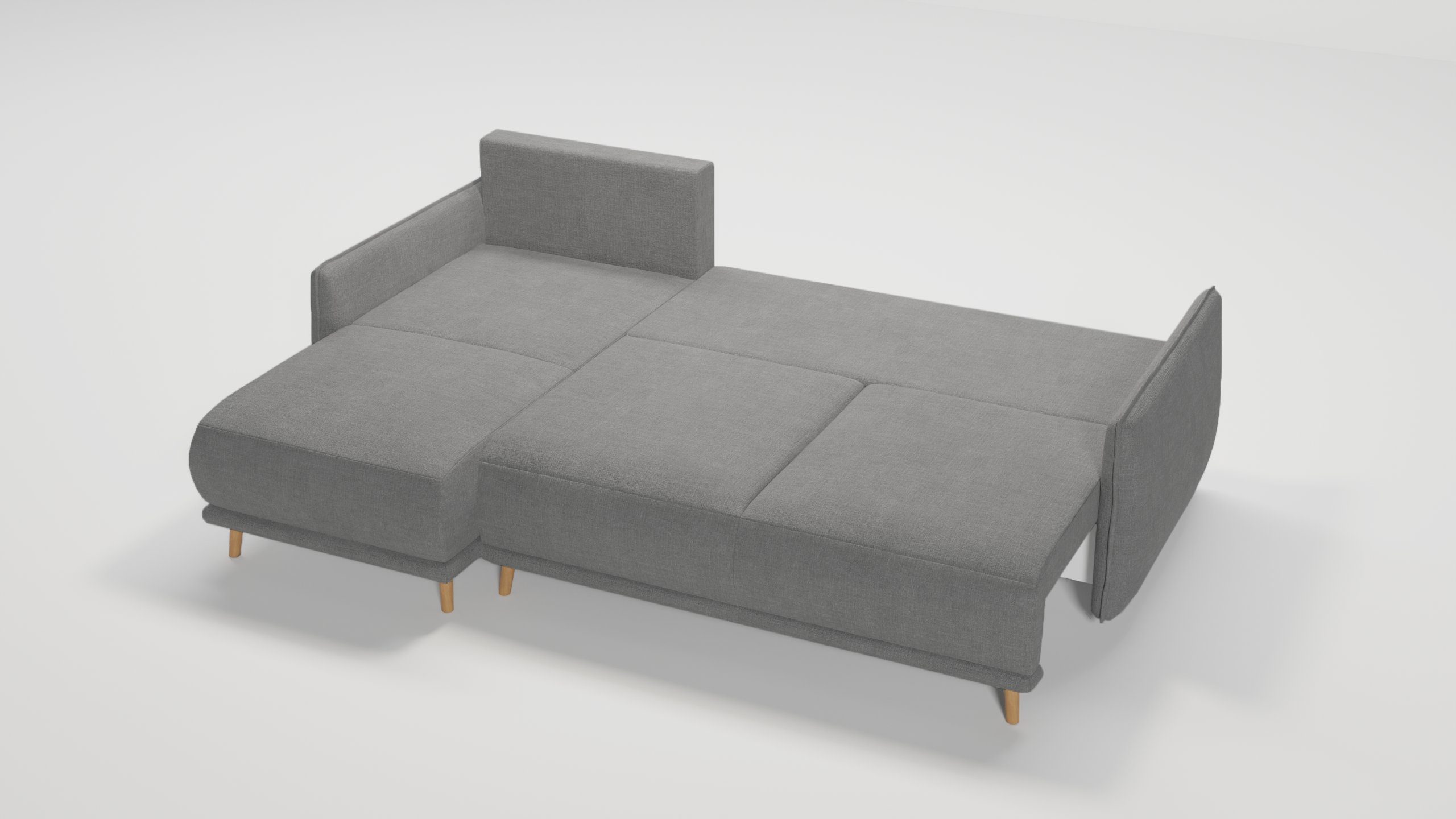 im Lina Möbel links Ecksofa und S-Style rechts bestellbar, mane Design, skandinavischen mit Wellenfederung Grau mit Bettfunktion oder Bettkasten