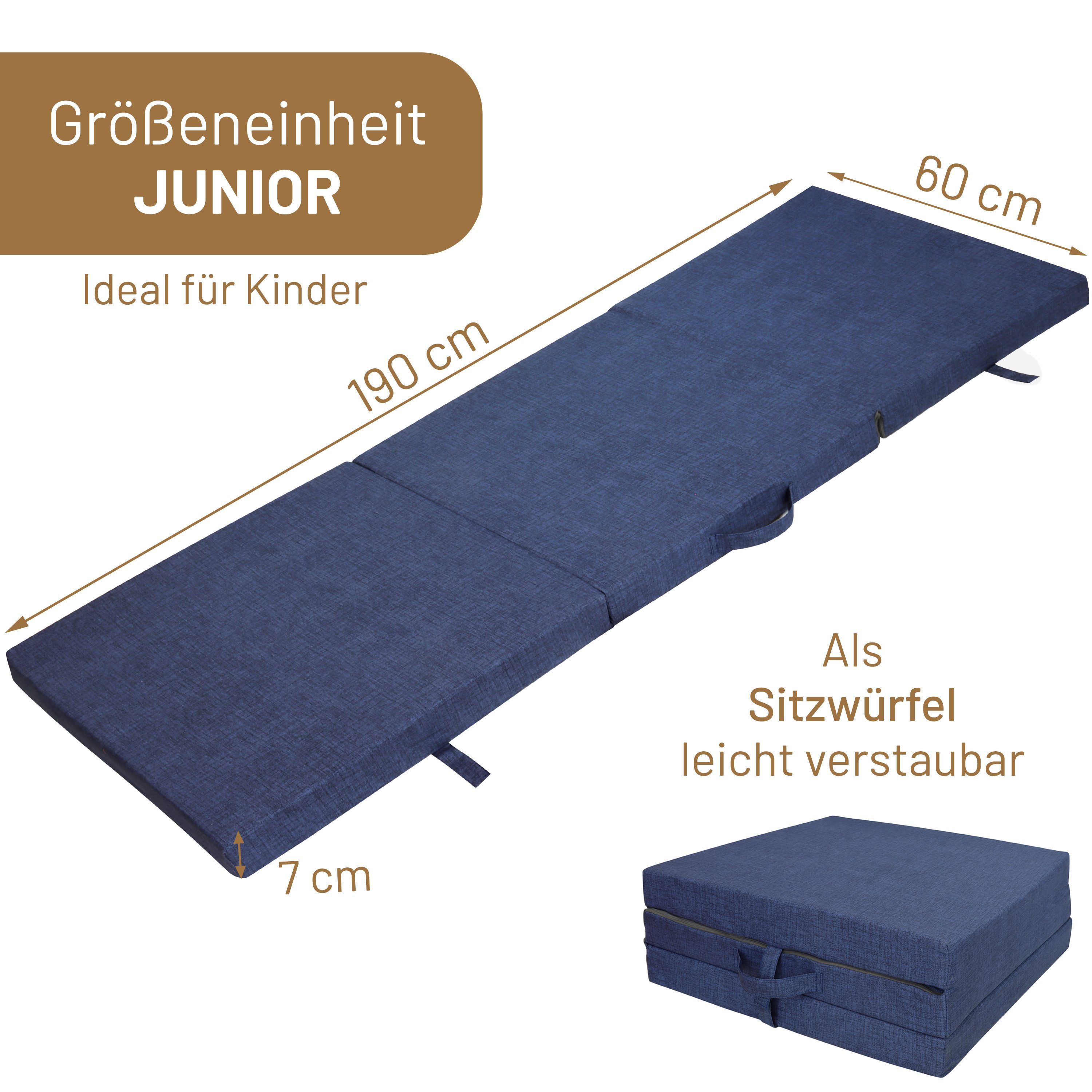Klappmatratze Faltmatratze Gästebett Junior oder Pro, RelaxXL, 7 cm hoch, 190x60x7cm (Junior) oder 195x80x10cm (Pro)