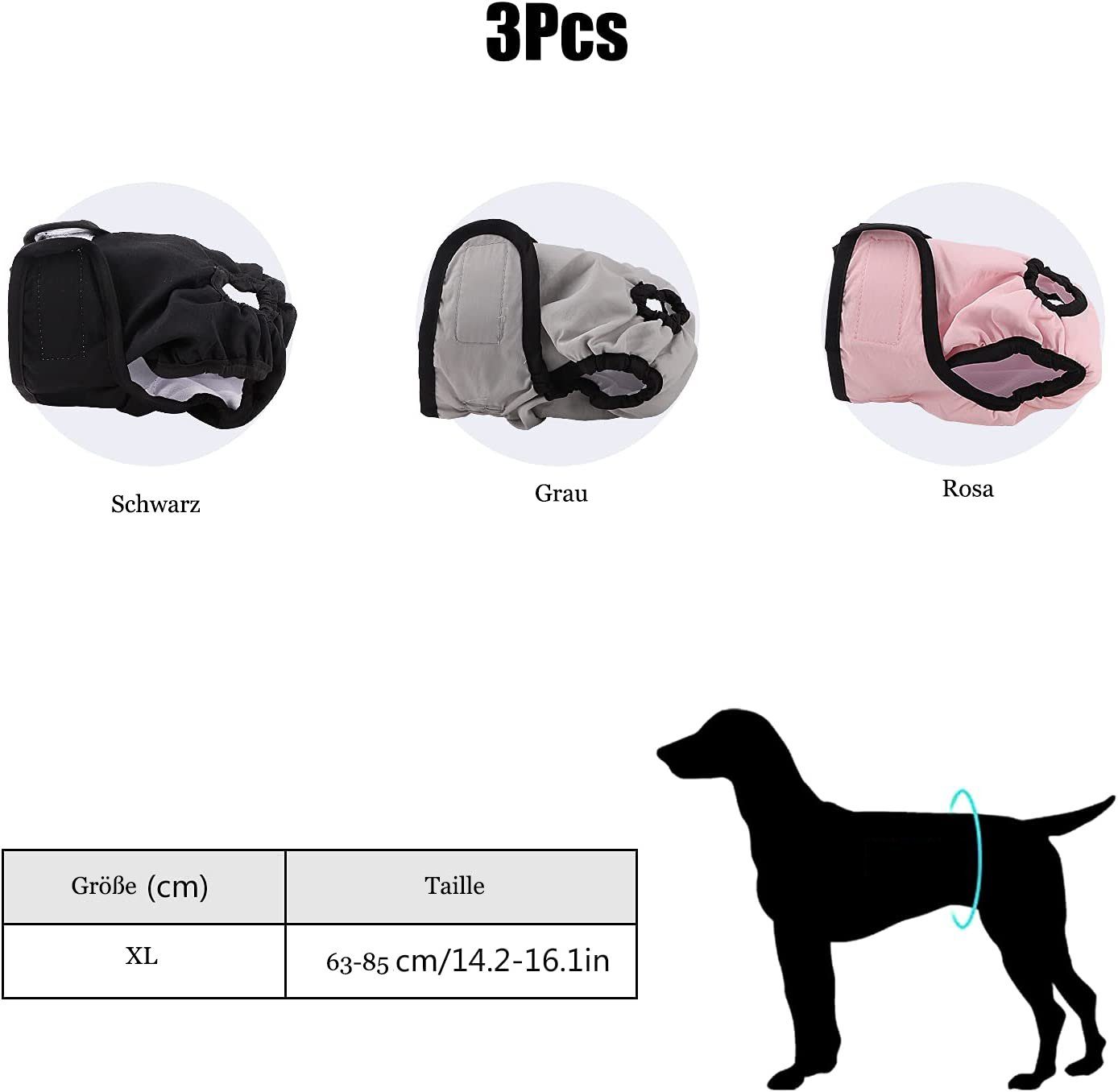 Windeln Hunde Hundewindeln GelldG Saugfähige Grau für + Verstellbare Hundewindeln Windeln Rosa Schwarz(stil2) +