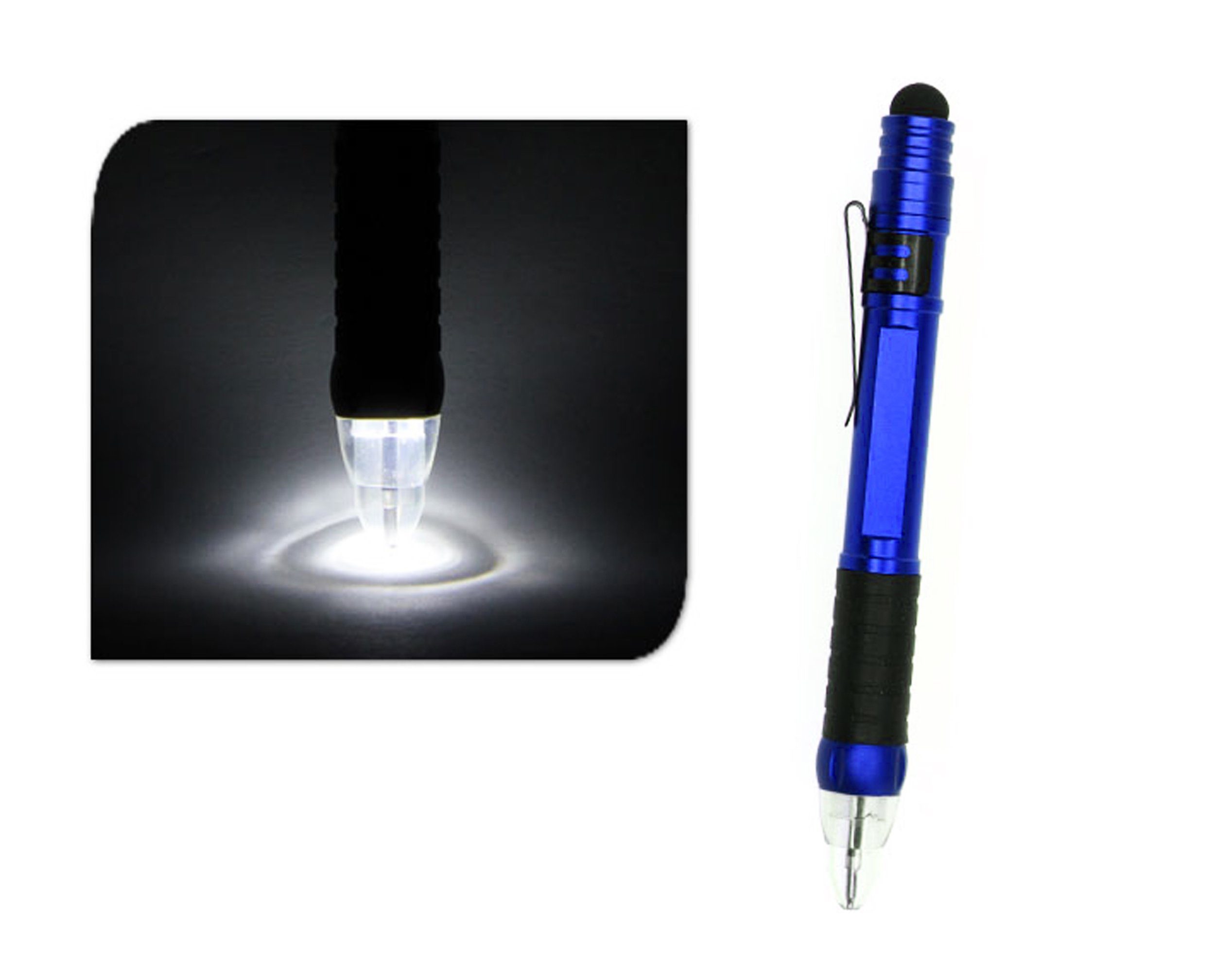 Kugelschreiber 3in1 TOUCHPEN mit LED Licht 14,5cm Kugelschreiber 57 (Blau),  Touchscreenstift