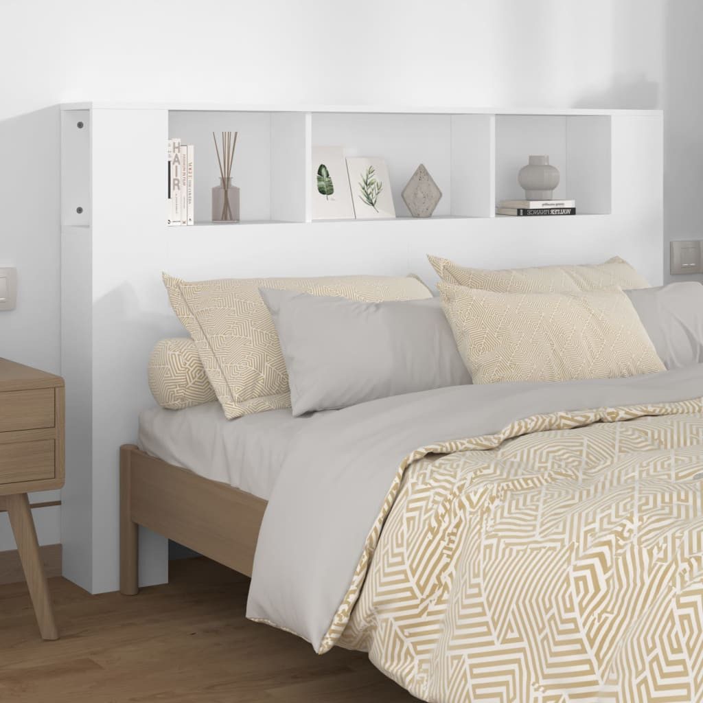 vidaXL Kopfteil, Bett Kopfteil mit Ablagen Weiß 160x18,5x104,5 cm