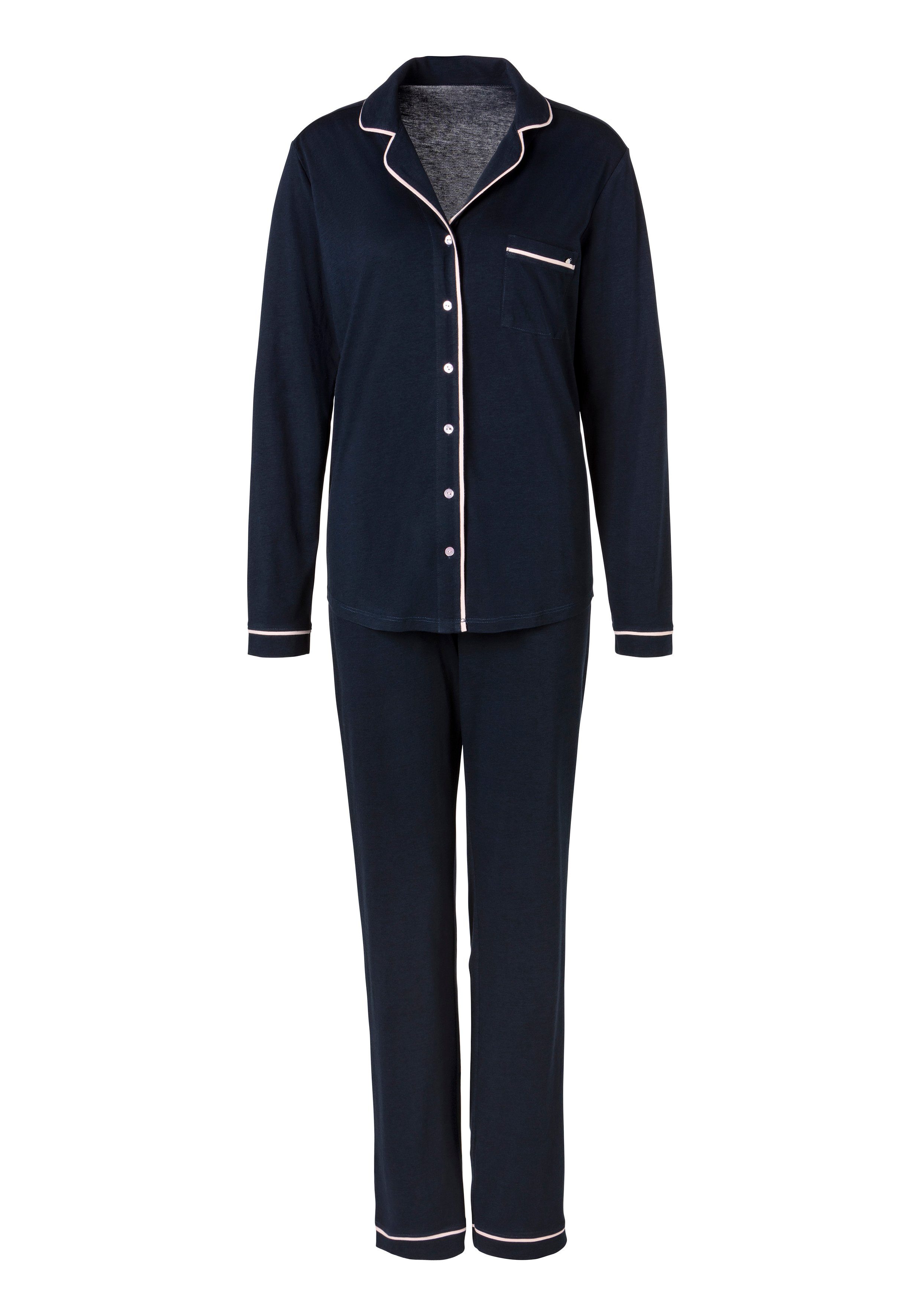 Pyjama tlg) (2 s.Oliver Streifen-design nachtblau klassischen im