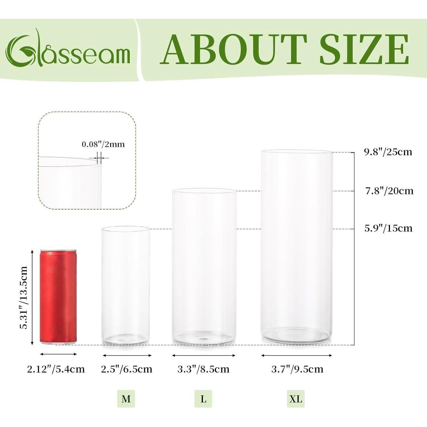 LuxusKollektion Tischvase Deko Glasvase Zylinder Blumenvase Set 3 Stück Modern Rund Tischvase