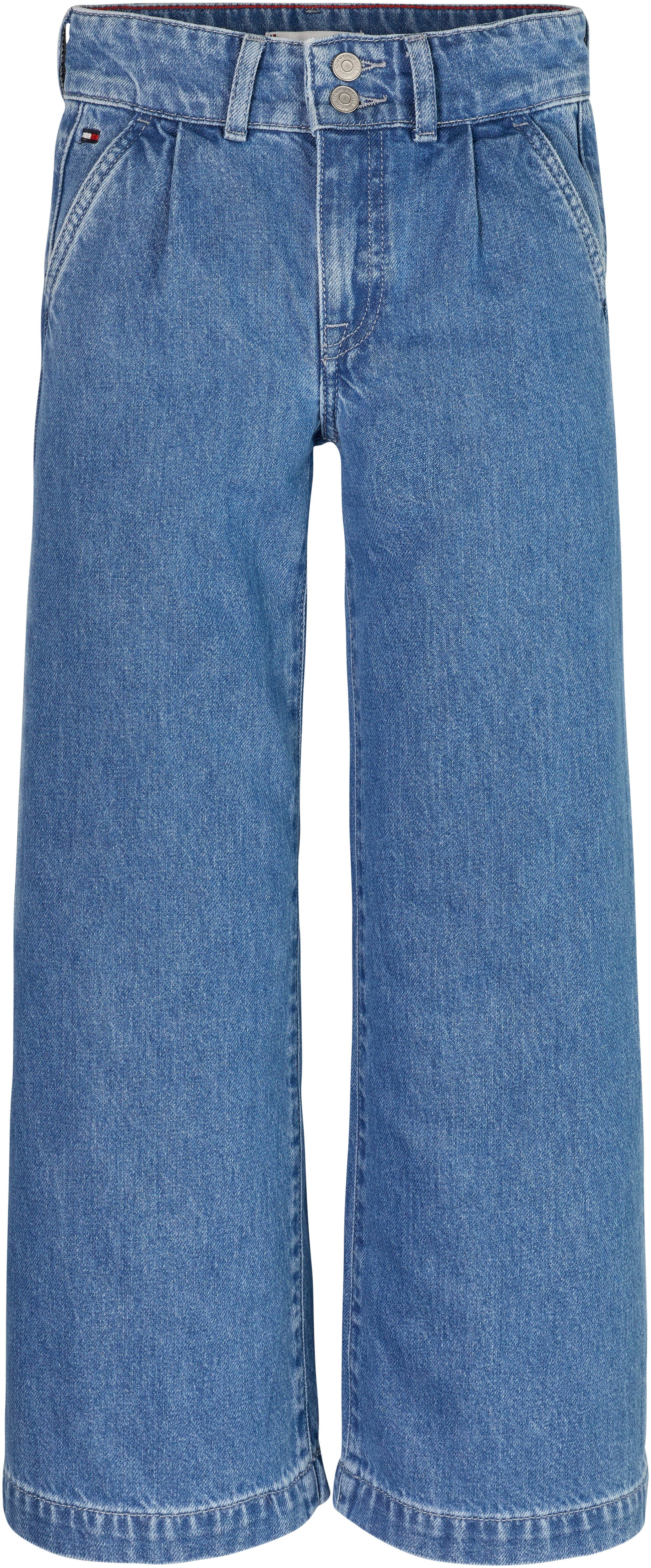 Tommy Hilfiger Weite Jeans DENIM am PLEATED Bundabschluss PANT hinteren mit Leder-Brandlabel WIDE