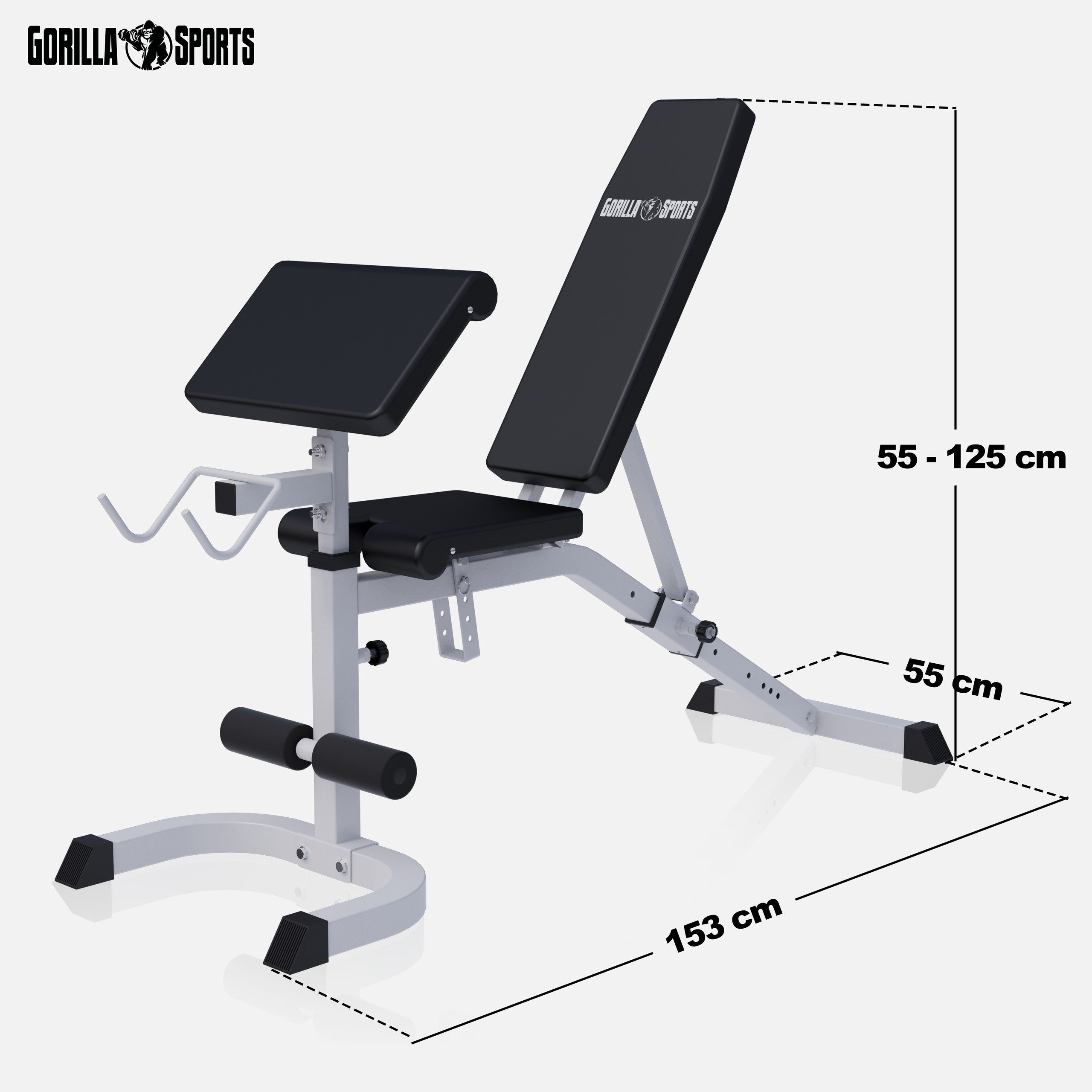 GORILLA SPORTS Hantelbank Rückenlehne und Sitz Verstellbar, 250kg - Schrägbank, Trainingsbank, (1-tlg)