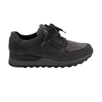 Waldläufer Hiroko-Soft, Sneaker, Velour/Lack/Stretch, carbon, / asphalt (grau), W Schnürschuh