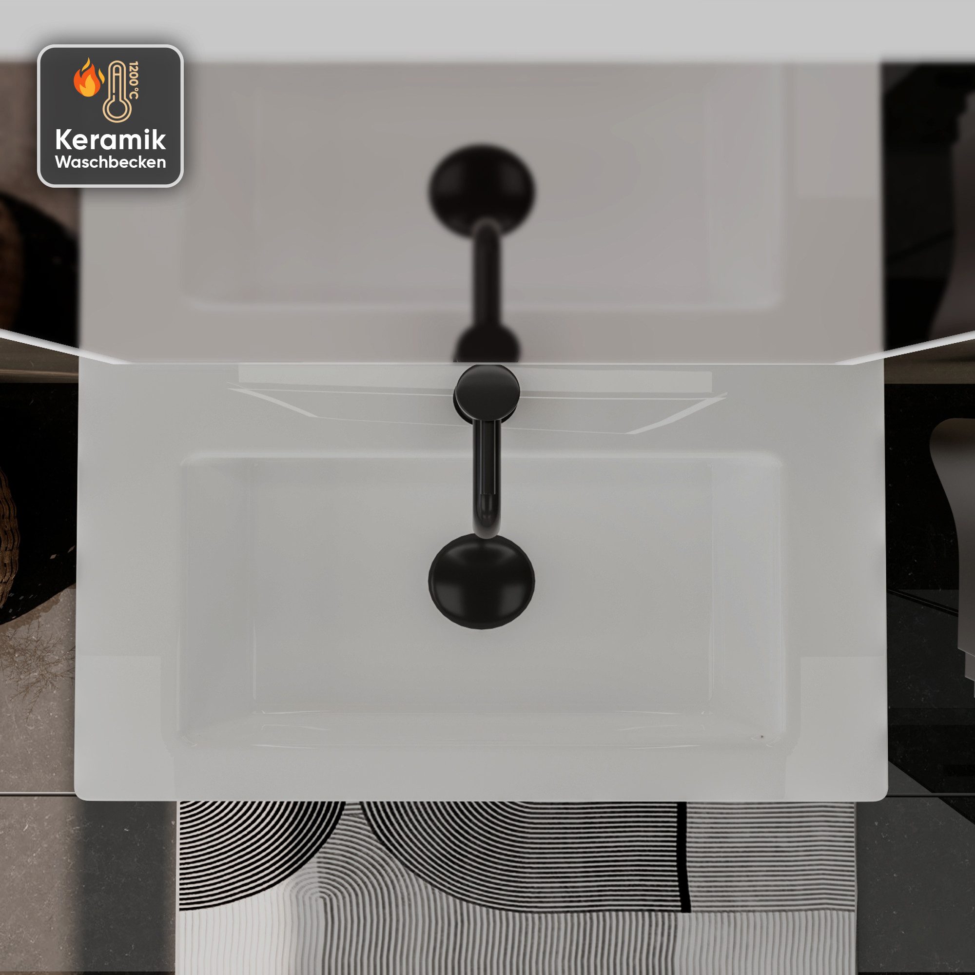 Alpenberger Badmöbel-Set Waschbecken mit Unterschrank - Waschbeckenunterschrank mit Schubladen, (Gäste WC Waschtisch Set, Badezimmer Möbel Set), Waschtisch mit  – Bild 3 von 5