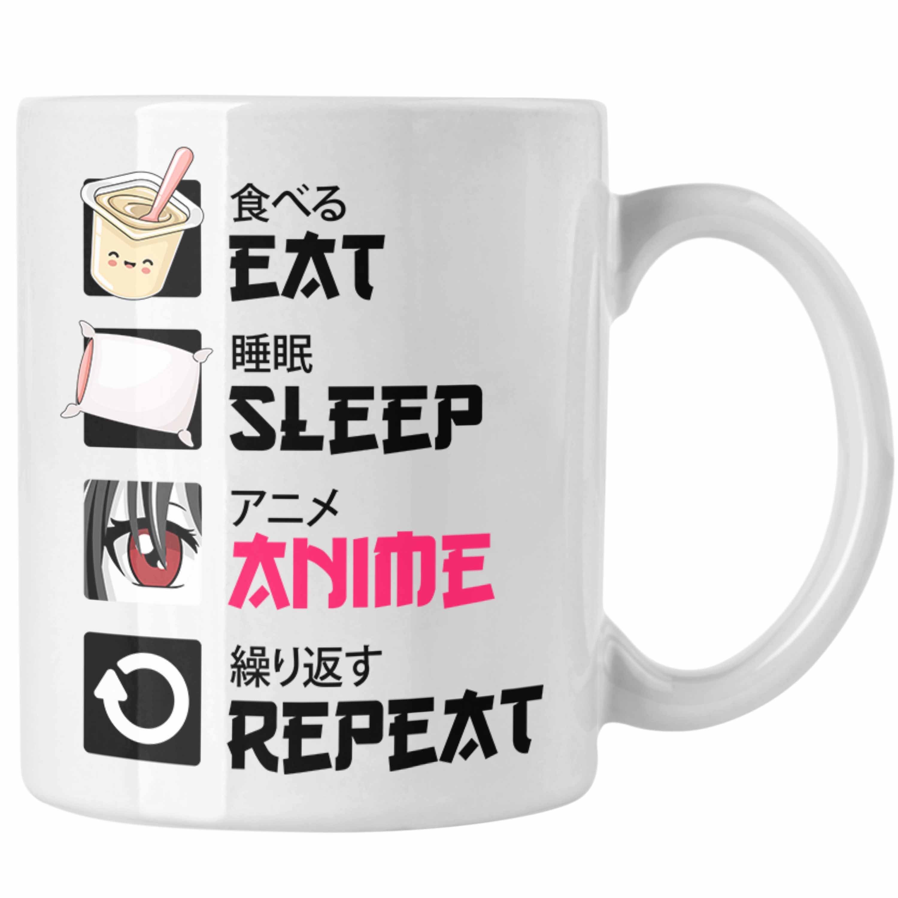 Sleep Weiss Geschenk - Trendation Deko Tasse Kaffeetasse Spruch Anime Trendation Geschenke Eat Tasse