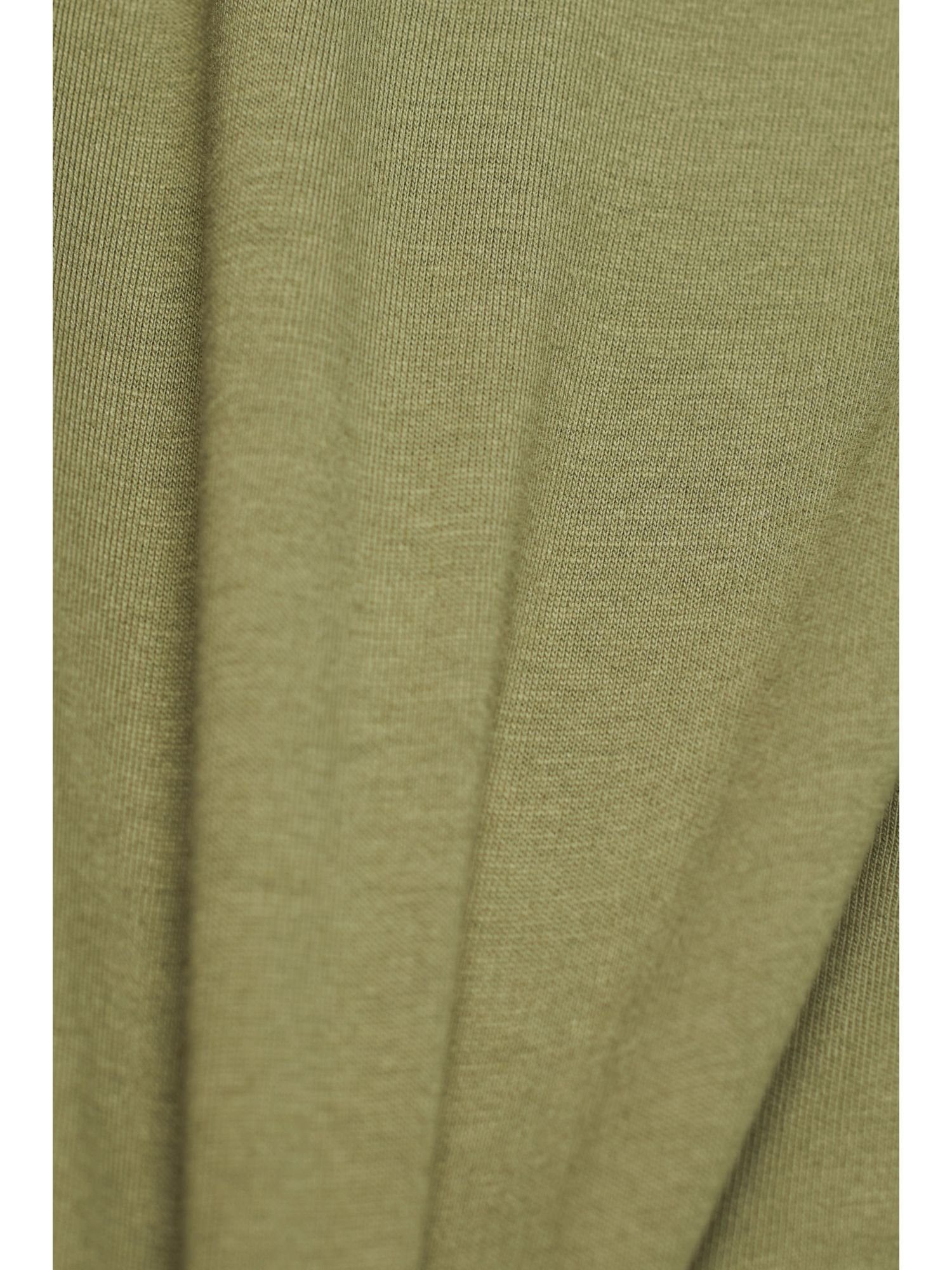 Baumwolljersey T-Shirt mit Esprit (1-tlg) aus Langarmshirt Logostickerei OLIVE