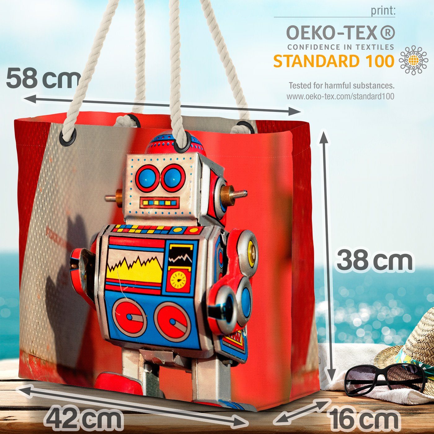 Strandtasche VOID Blechspielzeug Roboter (1-tlg), Blechspielzeug Roboter Spielzeug Sammler Blech
