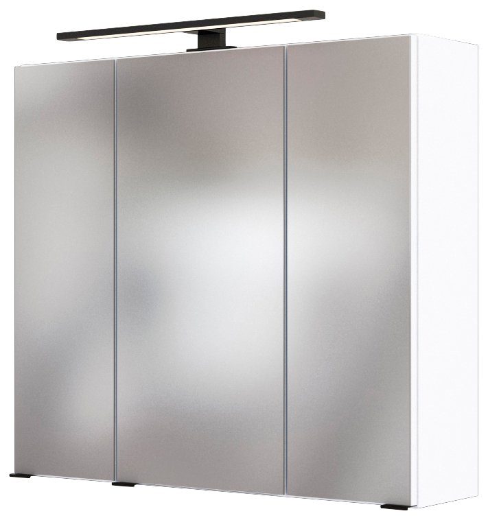 HELD MÖBEL Spiegelschrank mit dank frei drei Breite positionierbar Steckdose 70 Spiegeltüren, cm, Luena 3D-Effekt