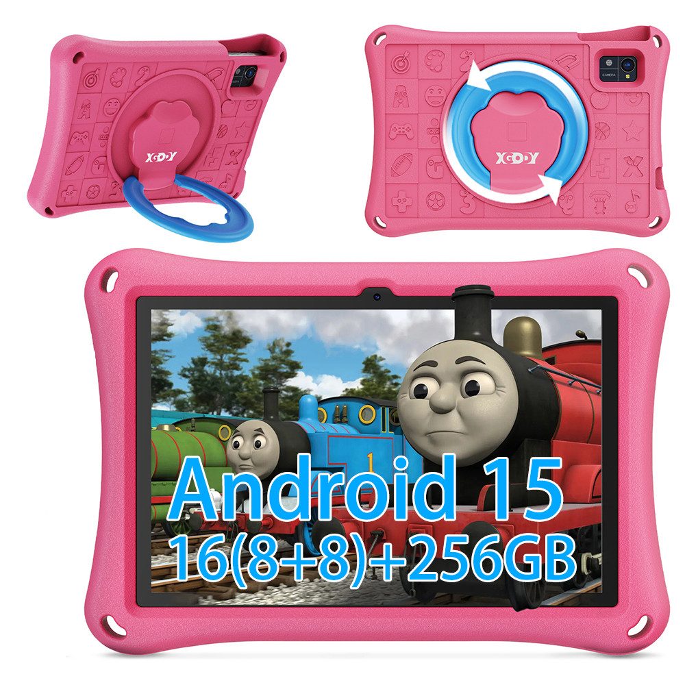 XGODY N02Pro Android 15 16GB+256GB Kinder Tablet (10.1", 256 GB, Android 15, mit EVA Kinderschutzhülle, Octa Core 256GB ROM 7000 mAh Dual-Kamera)