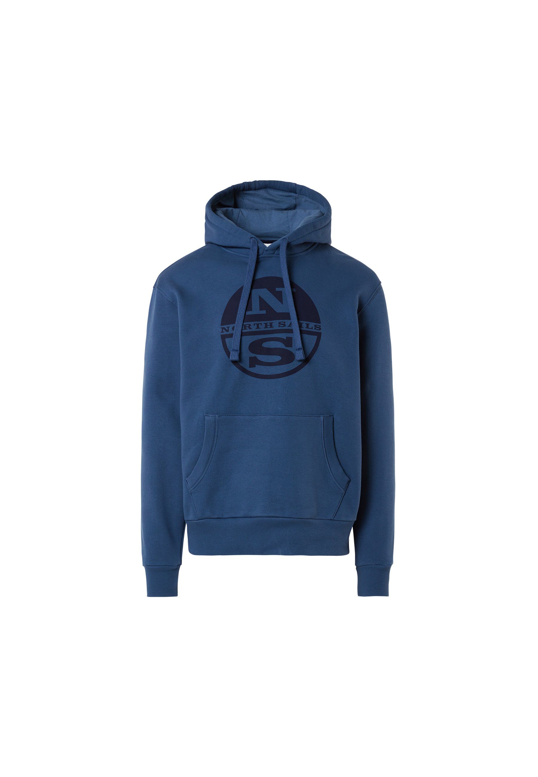 mit klassischem North blau Design Kapuzenpulli Kapuzensweatshirt Maxi-Logo-Druck mit Sails