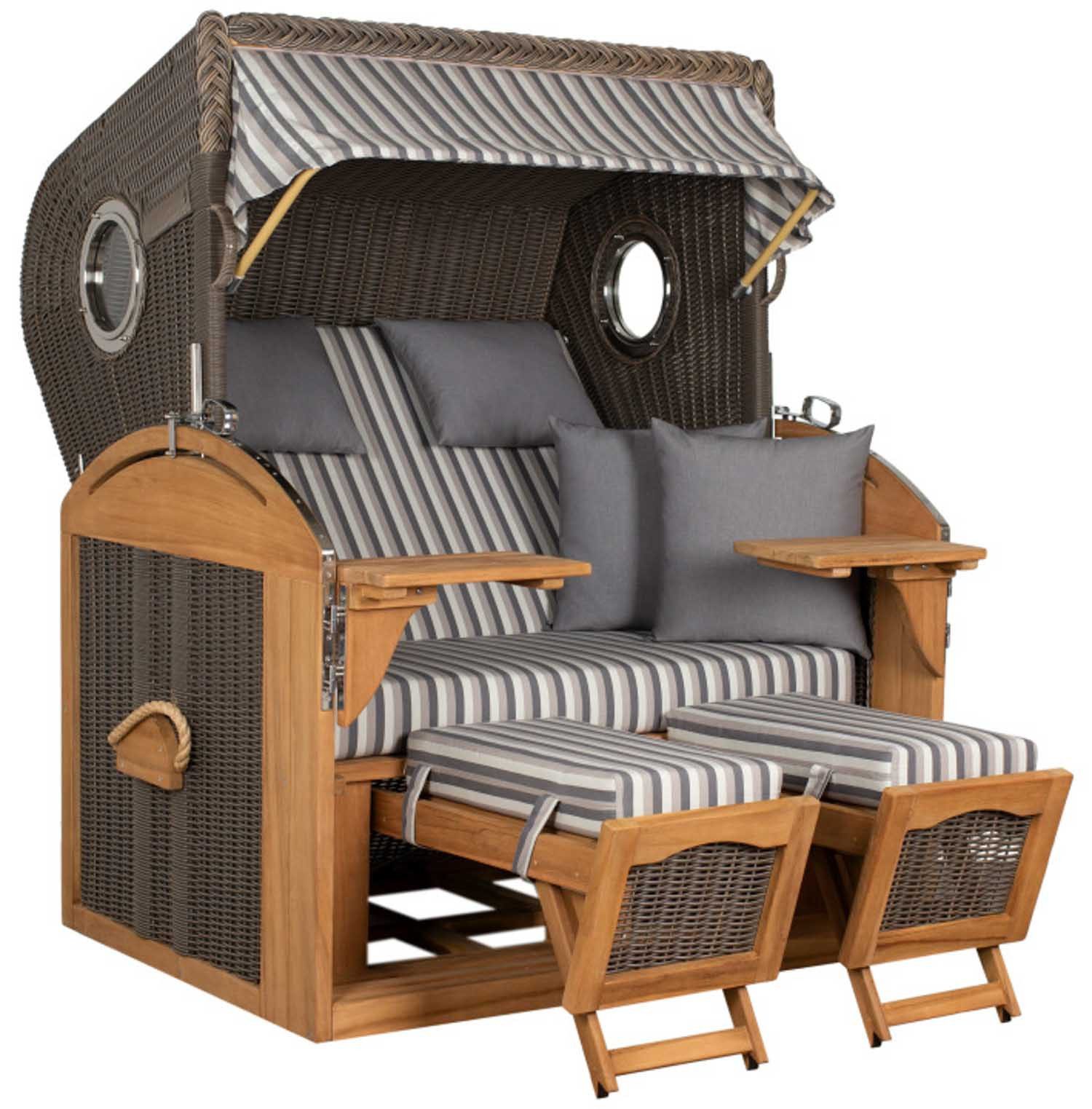 Strandkorb Schillig XL Bullauge Teak PE Grey Dessin 545