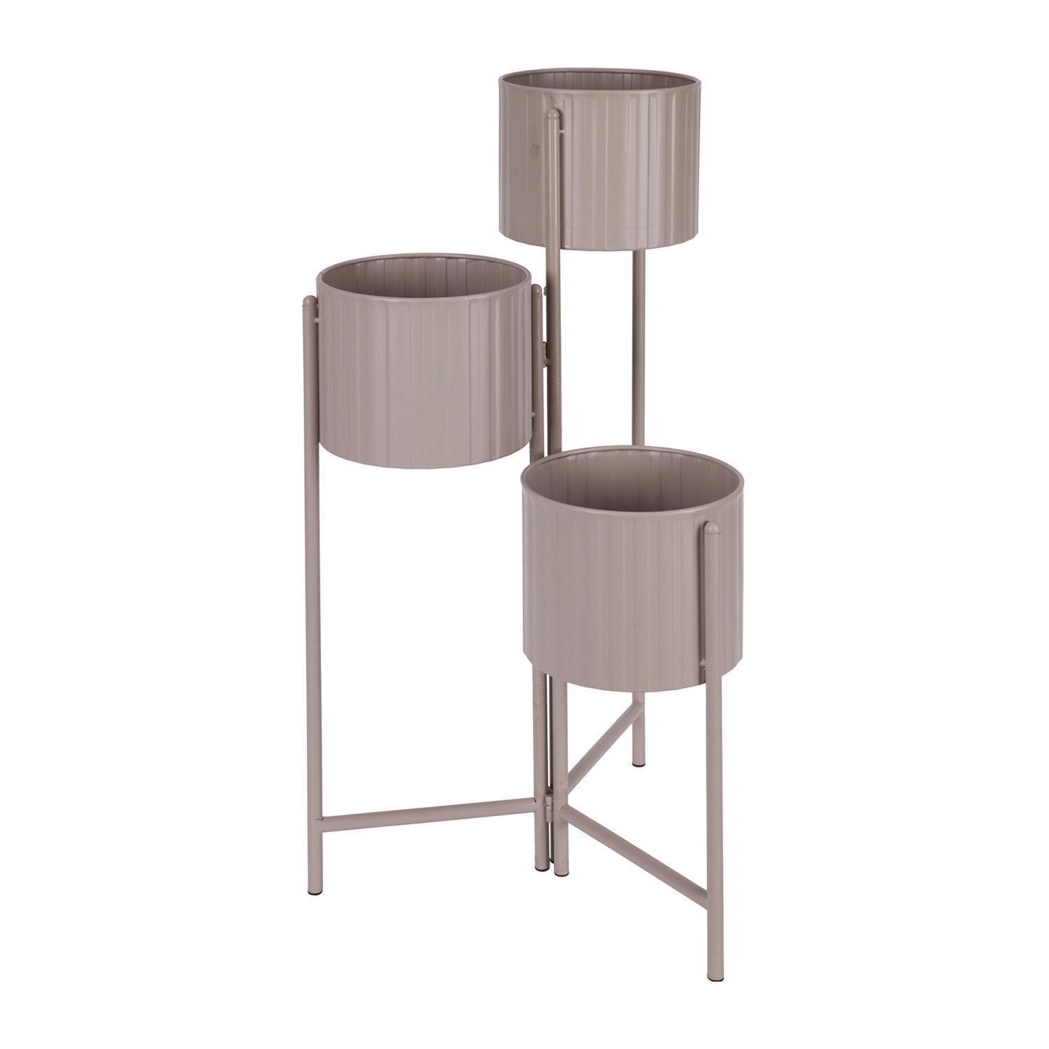 Koopman Pflanzentreppe LAIRA, 3 Ebenen, Sandgrau, Metall, B 19,5 x H 67,5 x T 19,3 cm