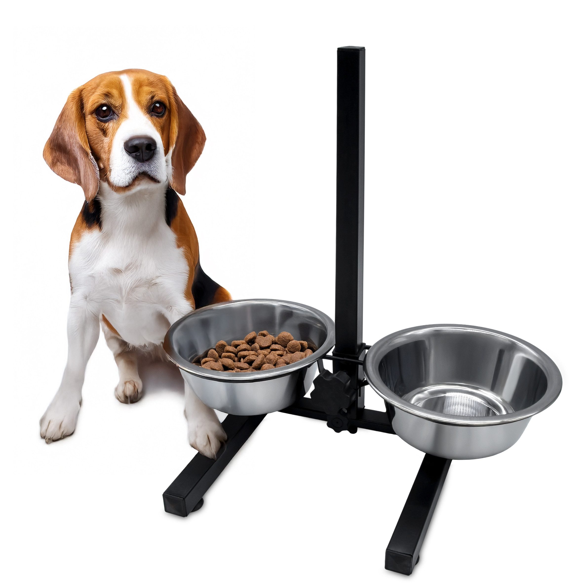 Spetebo Futternapf Hunde Futterstation höhenverstellbar - 2 Schüsseln, Edelstahl, Futterbar Futternapf Fressnapf