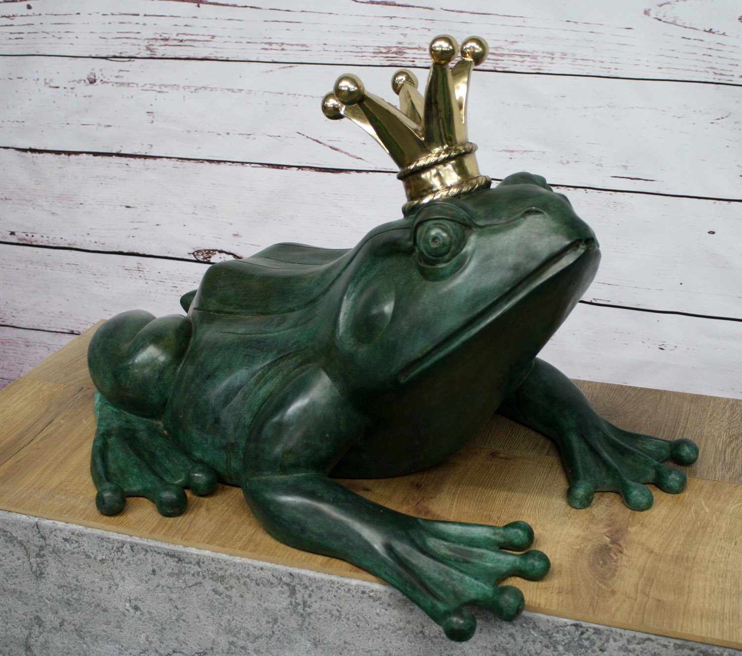 Wasserspeier Frosch Skulptur Bronzeskulpturen Krone Bronzefigur & mit großer