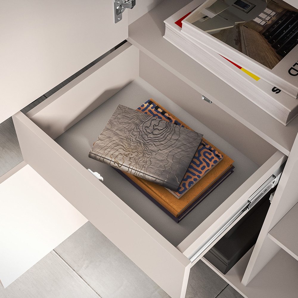 Lomadox Wohnzimmer-Set BANSIN-131, (Mega-Spar-Set, 3-St., Lowboard), in Kaschmir, LED-Beleuchtung, Glasfront mit Rahmen in schwarz