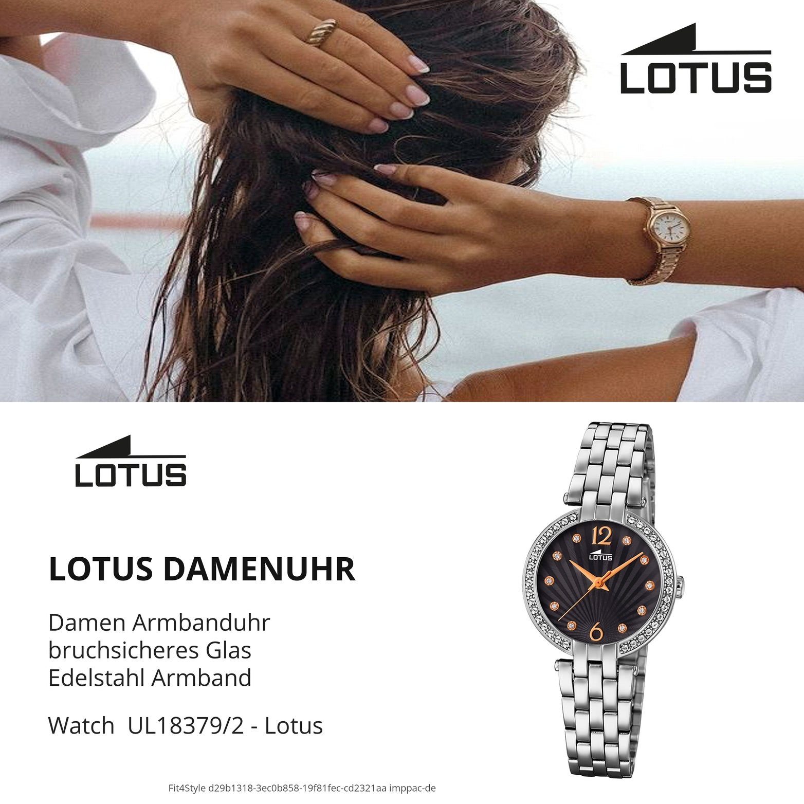 Lotus Quarzuhr Lotus Edelstahl Damen Edelstahlarmband, L18379/2, Damenuhr mit klein 29mm), Uhr rundes Gehäuse, (ca. Fashi