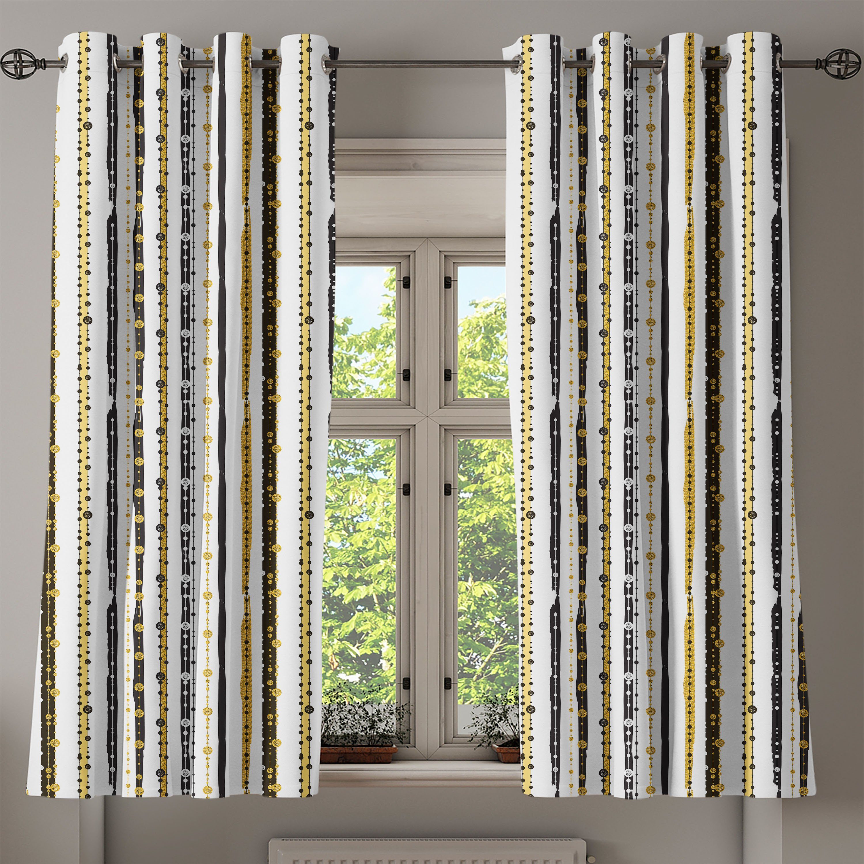 Wohnzimmer, Gardine Linien Abakuhaus, Dekorative 2-Panel-Fenstervorhänge Schlafzimmer für viktorianisch Vertikale Runden