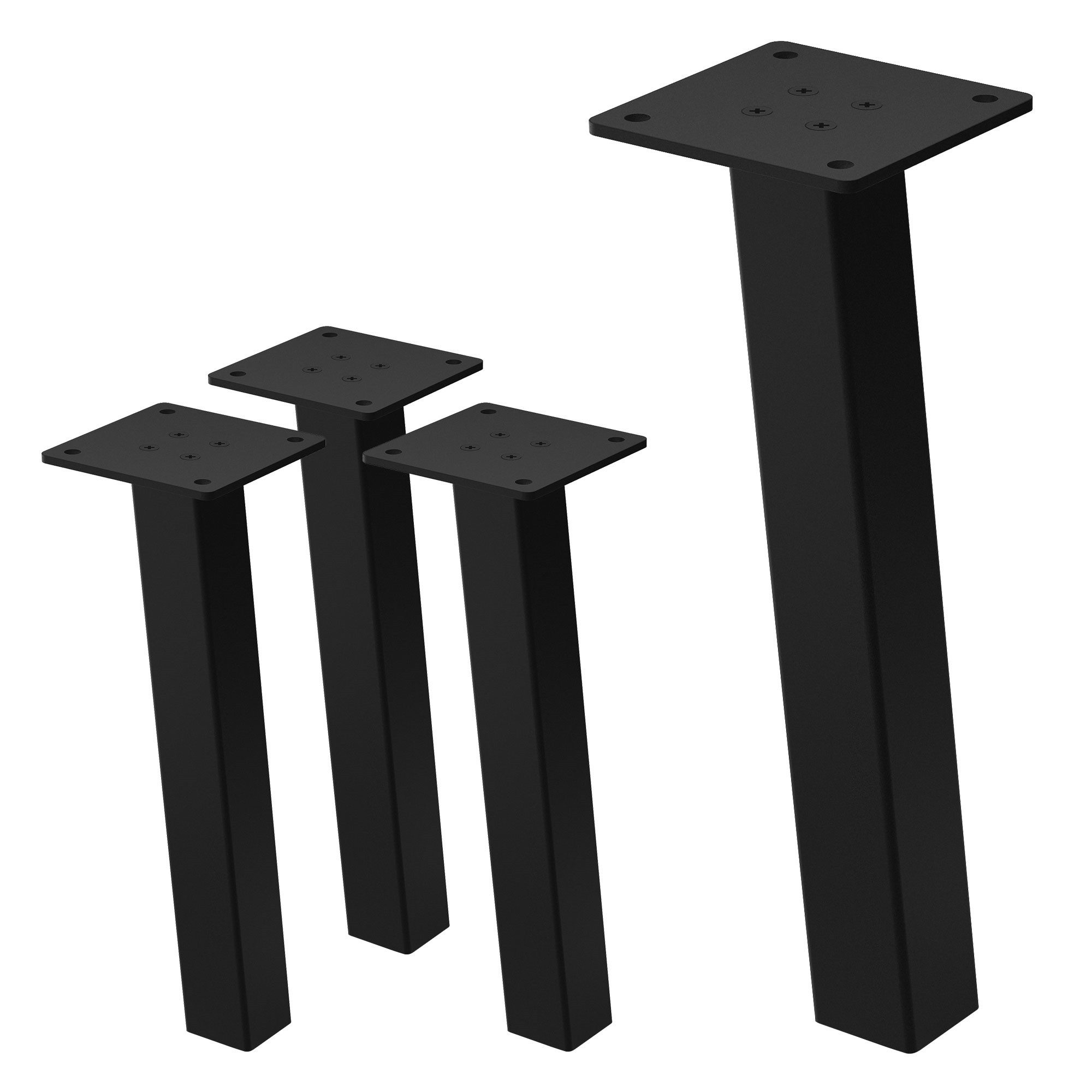 ML-DESIGN Tischbein Tischkufen I-Design Möbelfüße Tischgestell aus pulverbeschichtet Stahl, 4er Set Bankkufen 30cm Schwarz glänzend Möbelbeine 96° Neigung