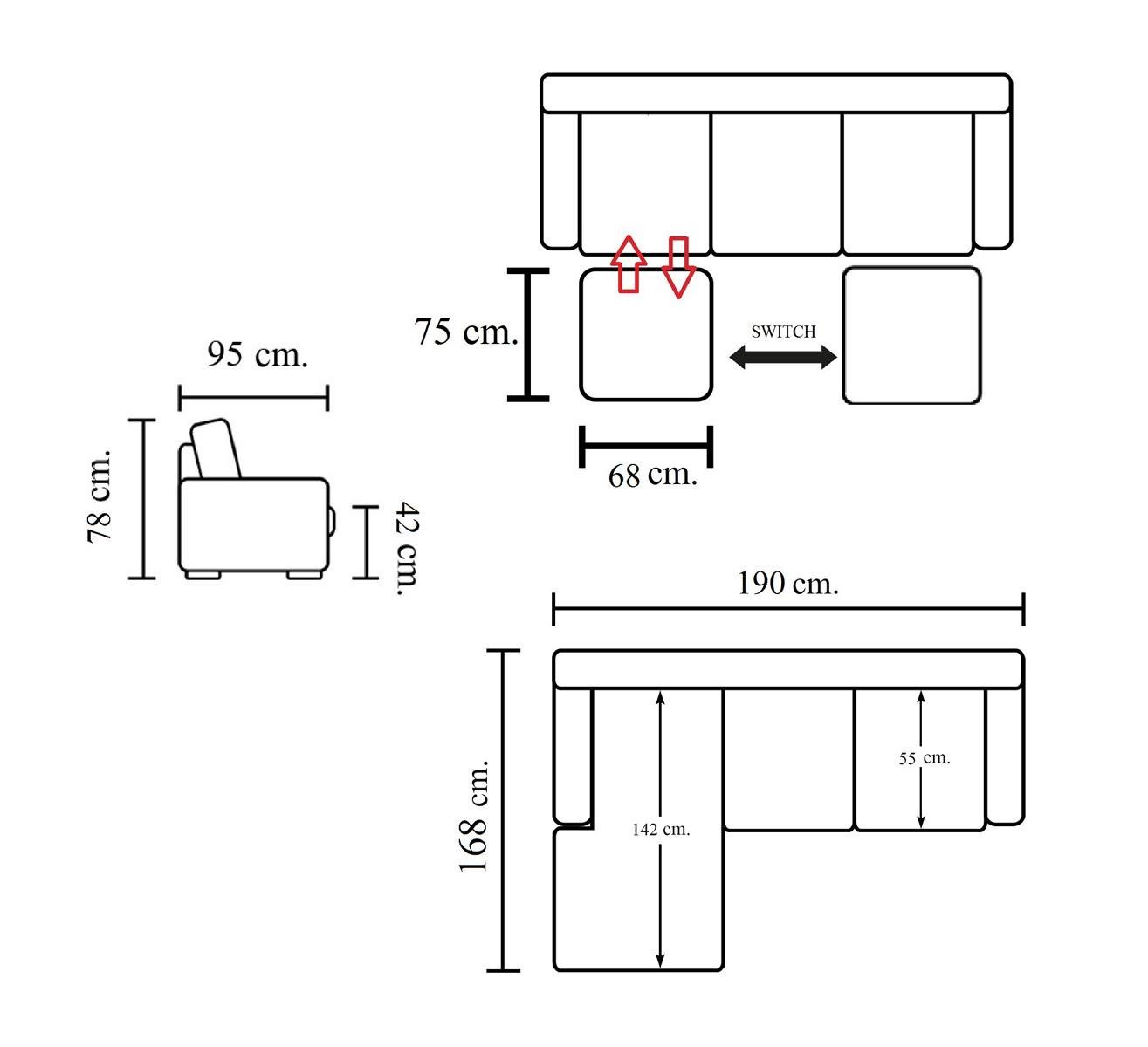 Salottini Ecksofa Ecksofa Modell Jessy Mini Design Eckcouch, 2 Teile, Vollleder