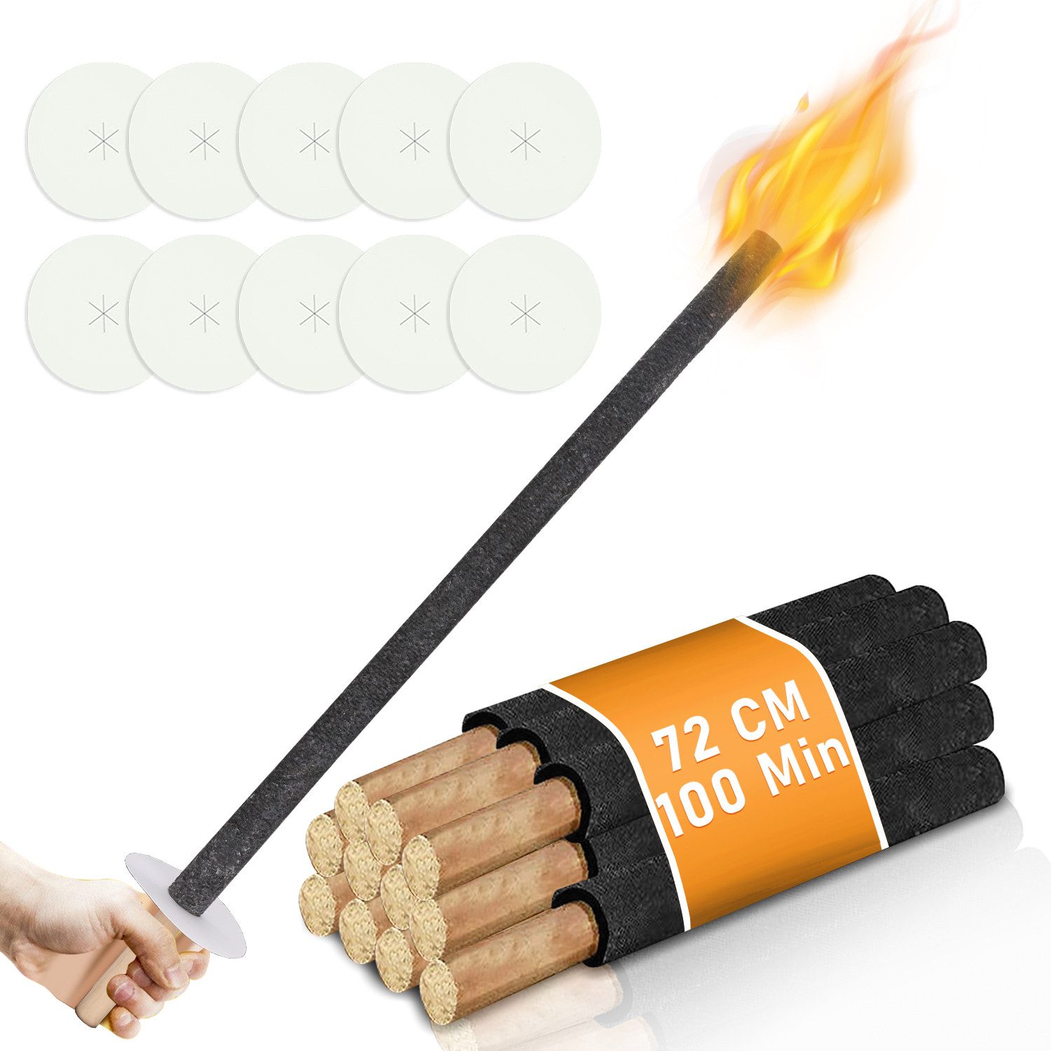 Gartenfackel 10/25/50/100x Fackeln Wachsfackeln Wachsfackel Pechfackel Fackelfeuer