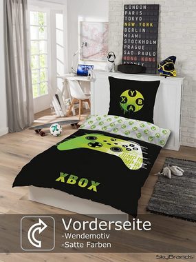 Jugendbettwäsche Xbox Bettwäsche 135x200 cm 80x80 [Baumwolle] Gaming Jugendliche, SkyBrands