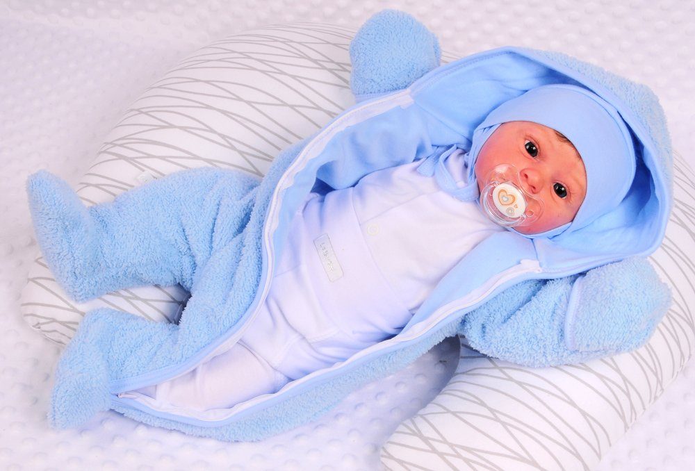 La Bortini Overall Baby Overall Wagenanzug mit Kapuze Übergangsoverall Schneeanzug aus Fleece, weich 44 50 56 62 68 74