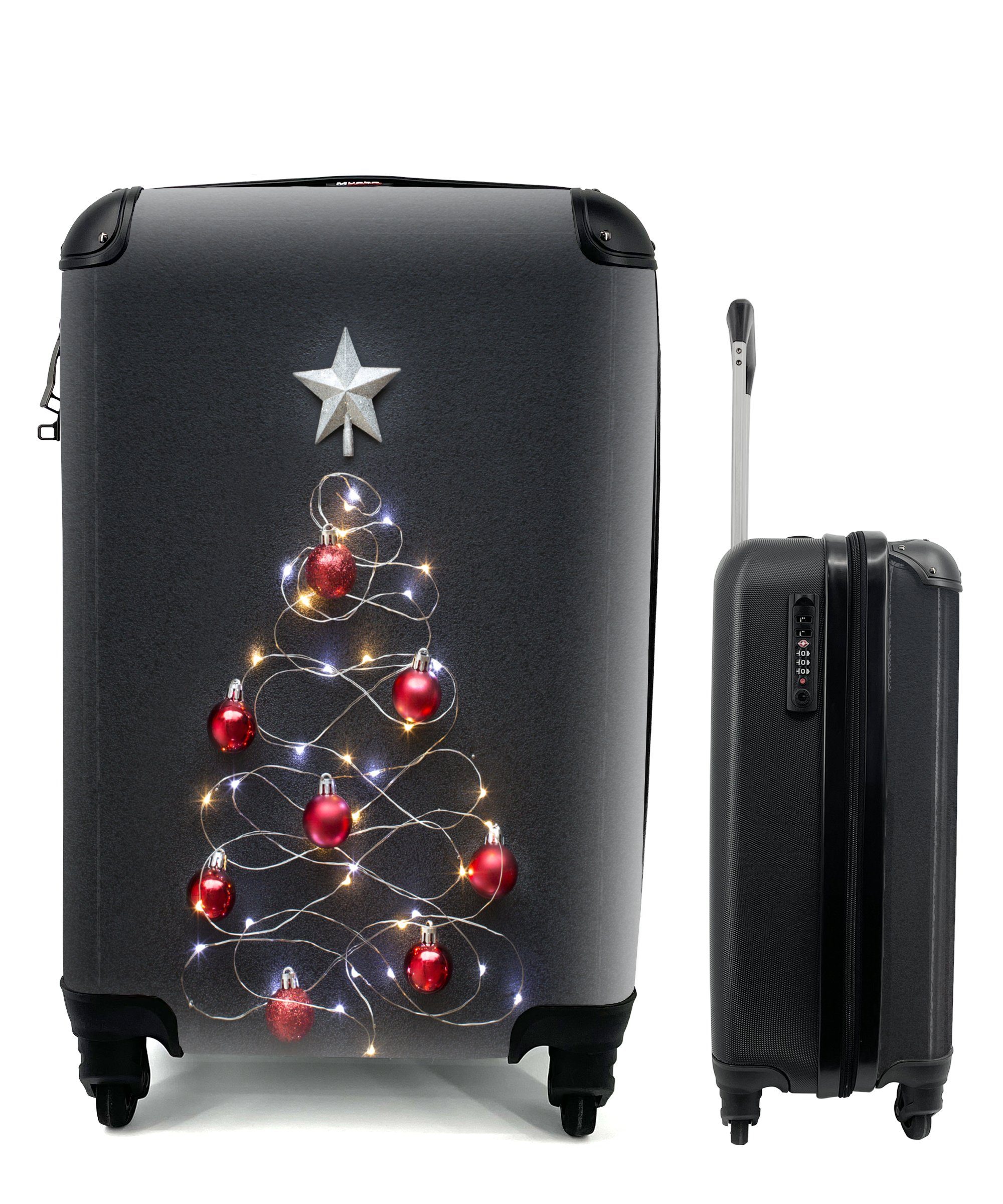 MuchoWow Handgepäckkoffer Weihnachtsbaum aus Lichtern, 4 Rollen, Reisetasche mit rollen, Handgepäck für Ferien, Trolley, Reisekoffer