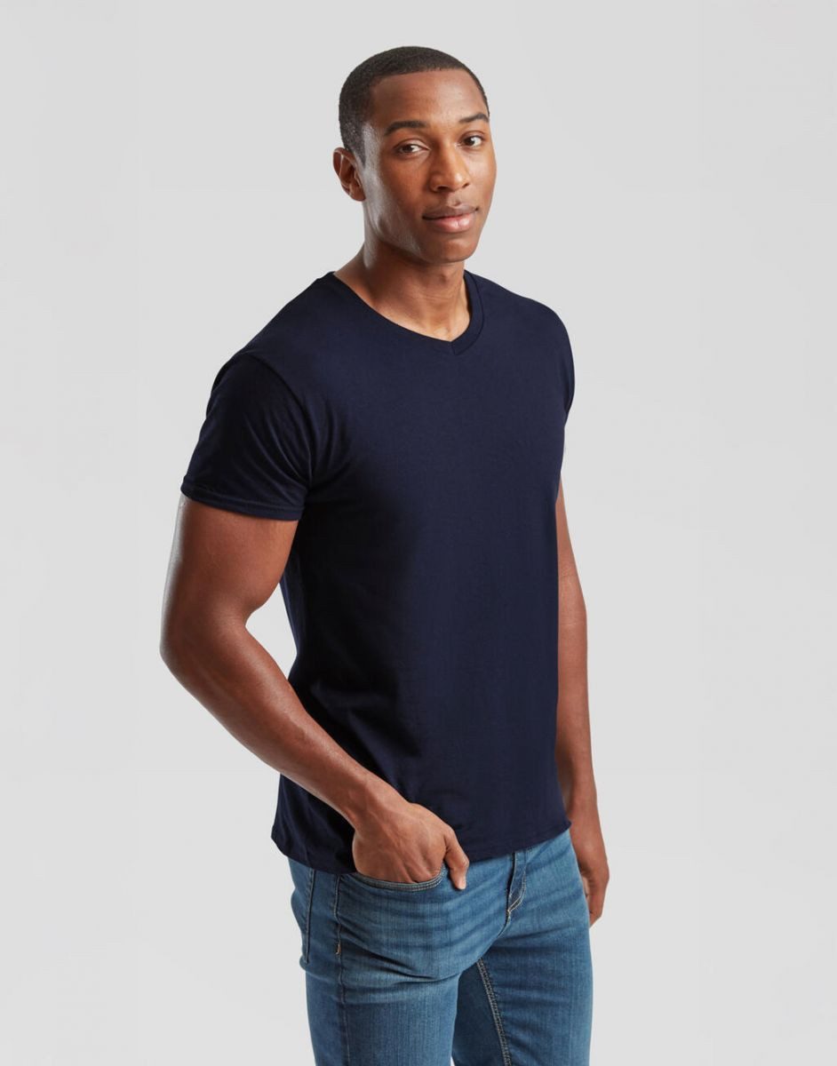 Fruit of the Loom V-Shirt Herren Shirt Iconic 150 V Neck T, ringgesponnene Baumwolle