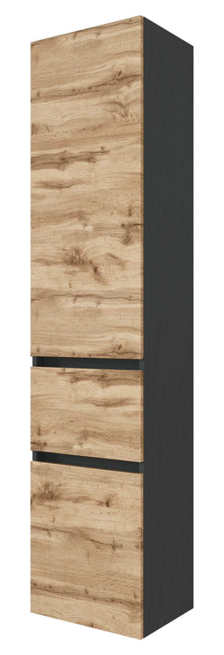 Basera® Hochschrank Lorena 40 cm breit Korpus: anthrazit, Front: Wotaneiche, Badezimmermöbel