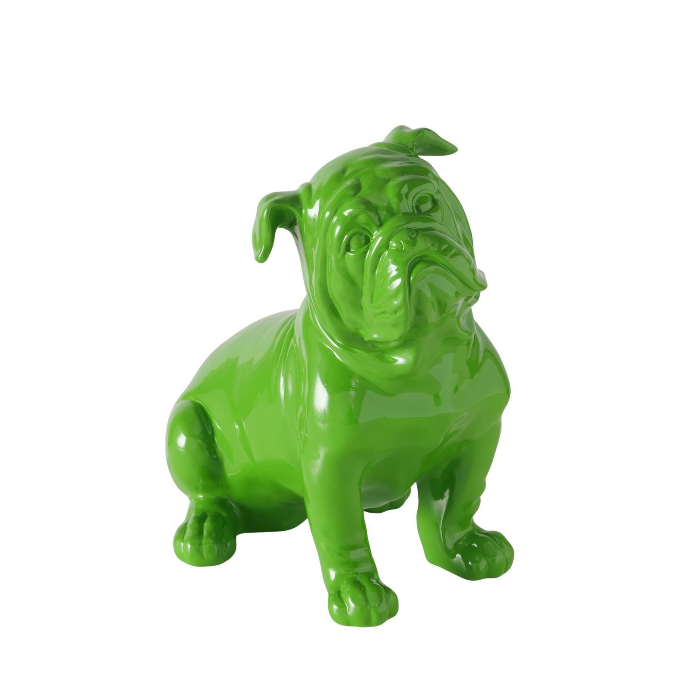MF Tierfigur Bully Figur Grün Glanzoptik 32cm Handbemalt Deko Hund (1 St)