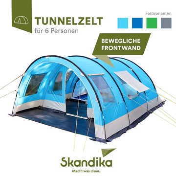 Skandika Tunnelzelt Helsinki 6 Campingzelt (blau), Familienzelt mit teilbarer Schlafkabine