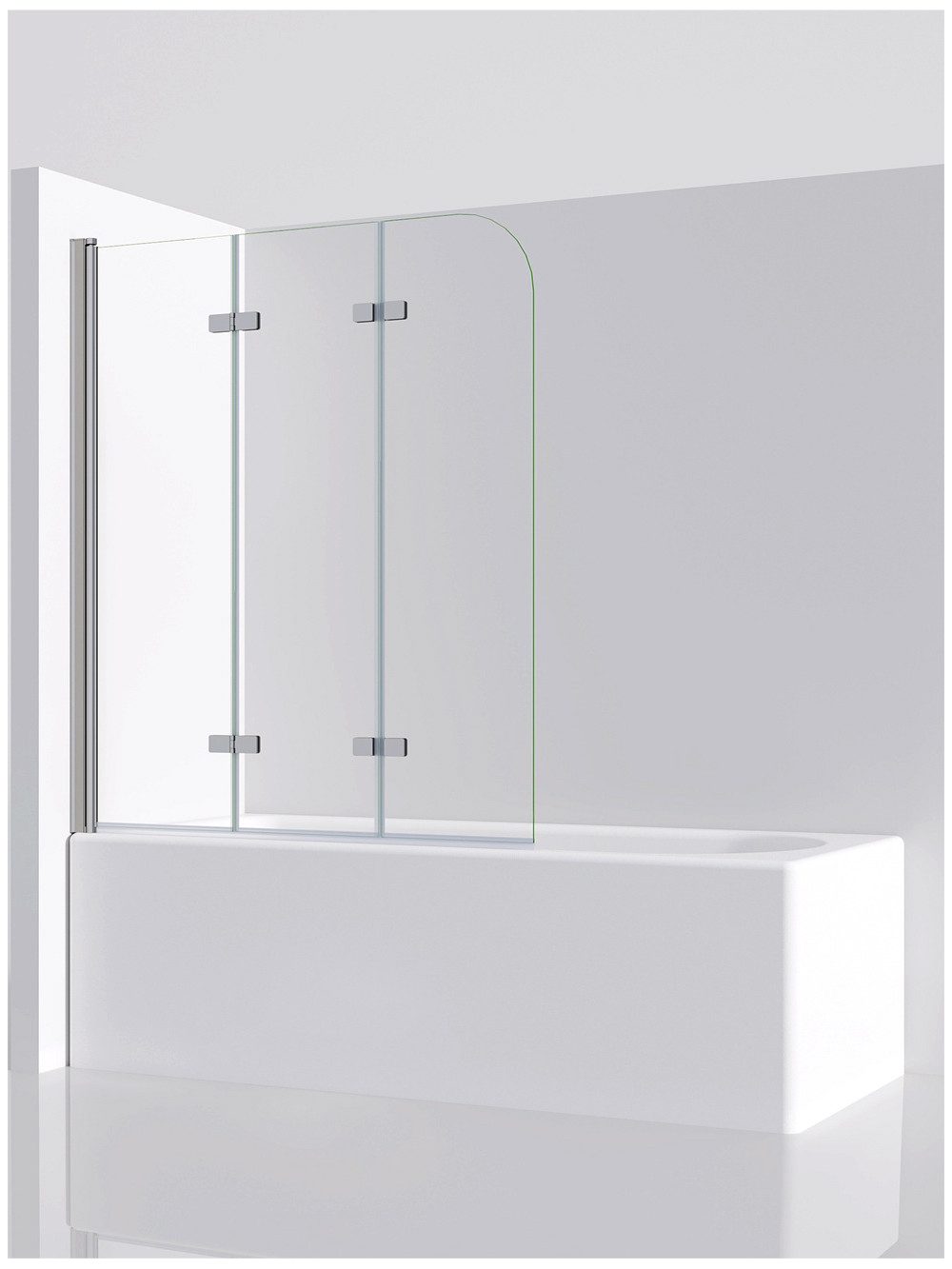 IMPTS Badewannenaufsatz Duschwand für Badewanne 3-teilig Badewannenaufsatz, Sicherheisglas, (Set), Faltwand Badewannenfaltwand Duschtrennwand