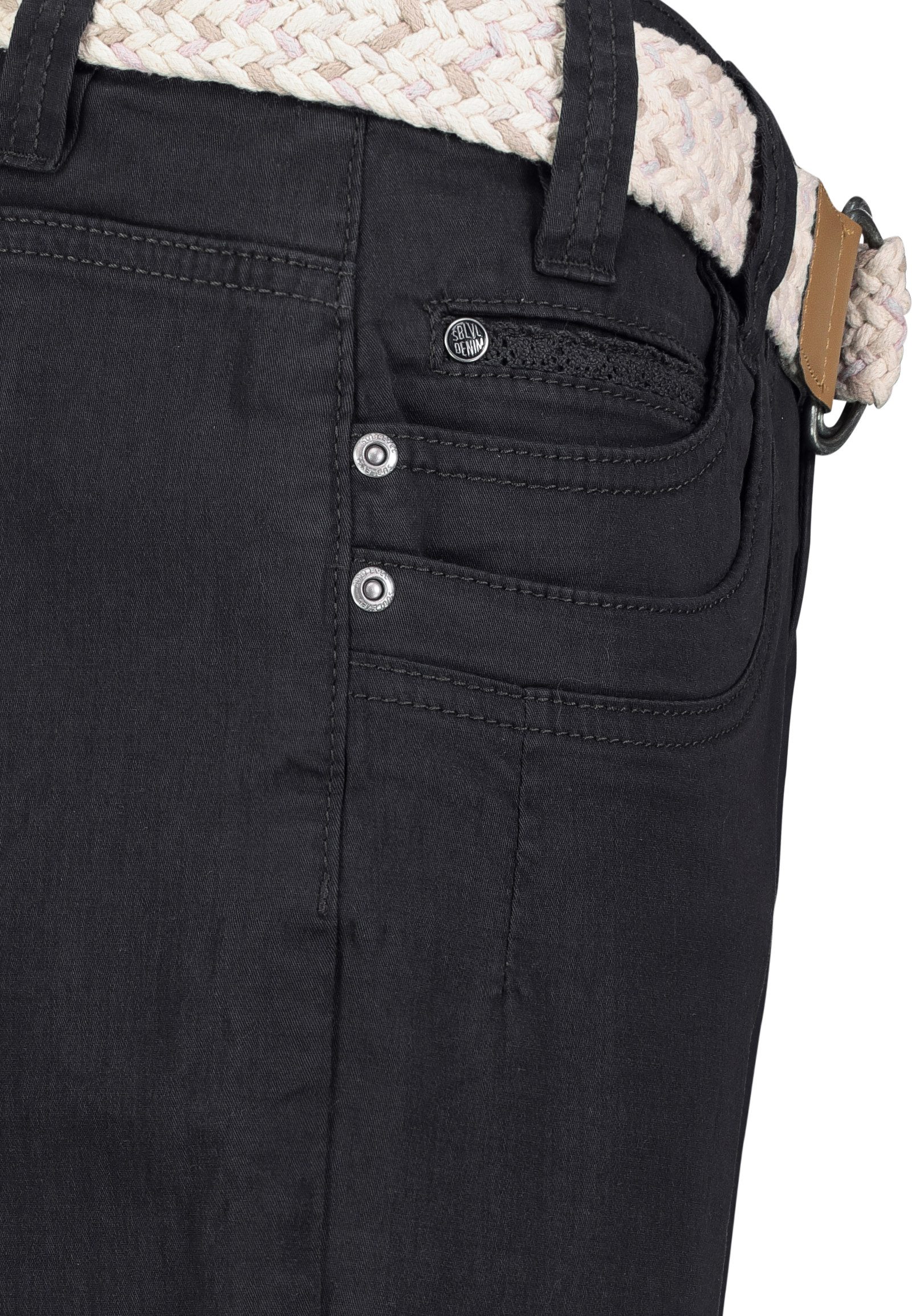 SUBLEVEL Bermudas Damen Stretch-Twill-Shorts mit Flechtgürtel Kurze Hose aus Baumwolle, bequem, inkl. Gürtel