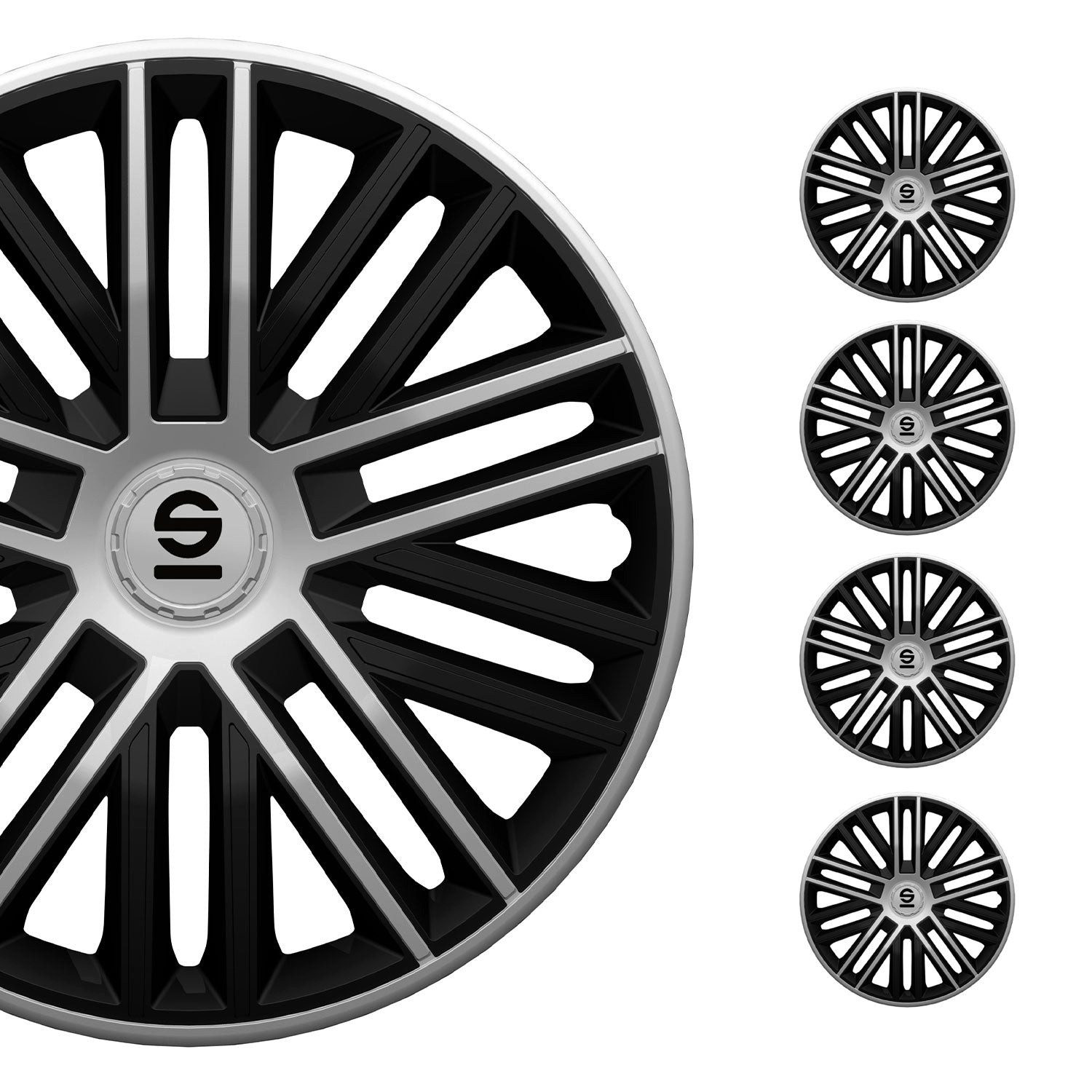 OMAC Radkappen Sparco 14 Zoll Roma Silber Grau 4tlg, (4-St) Einfache Installation, Haltbar