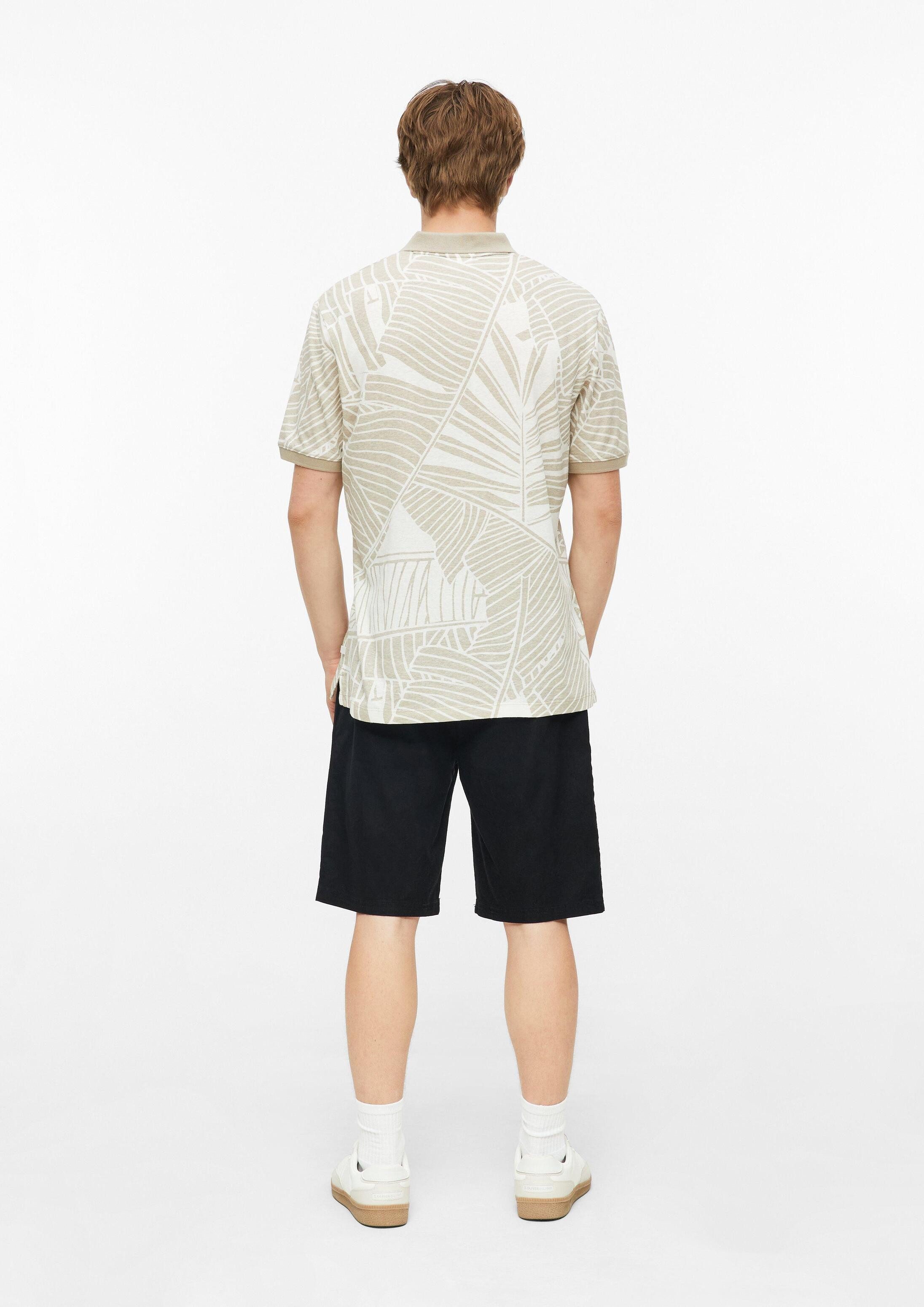 s.Oliver Kurzarmshirt Polo-Shirt Print-Poloshirt aus Baumwoll-Leinen-Mix